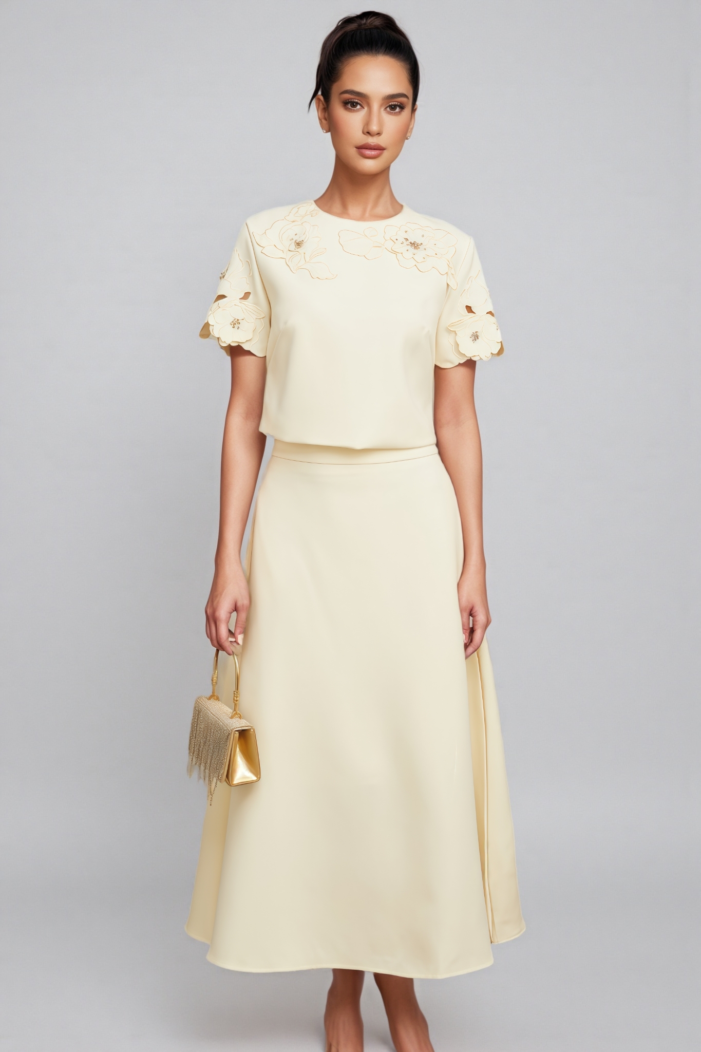 Larkd 3D Floral Top Matching Maxi Dress Set