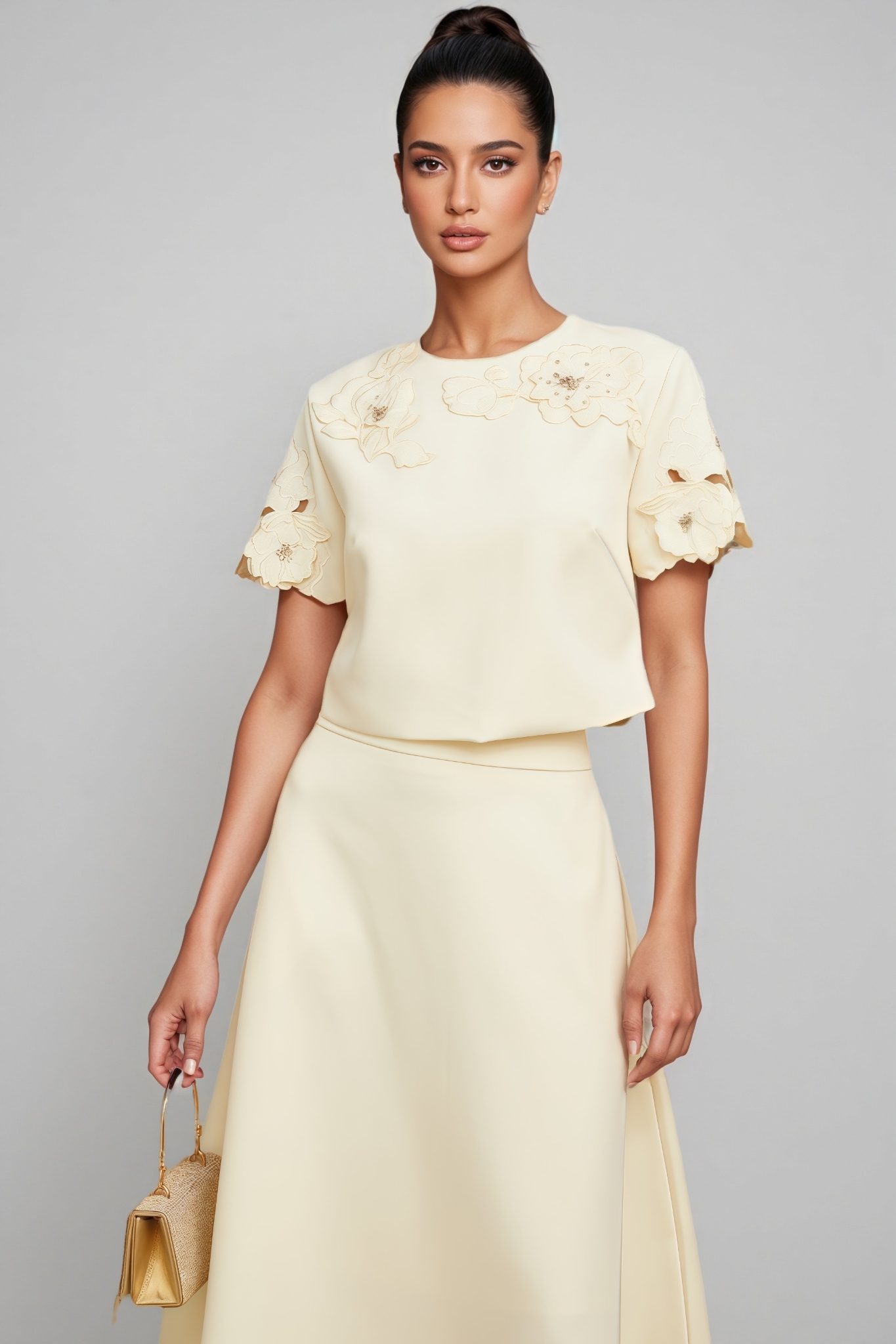 Larkd 3D Floral Top Matching Maxi Dress Set