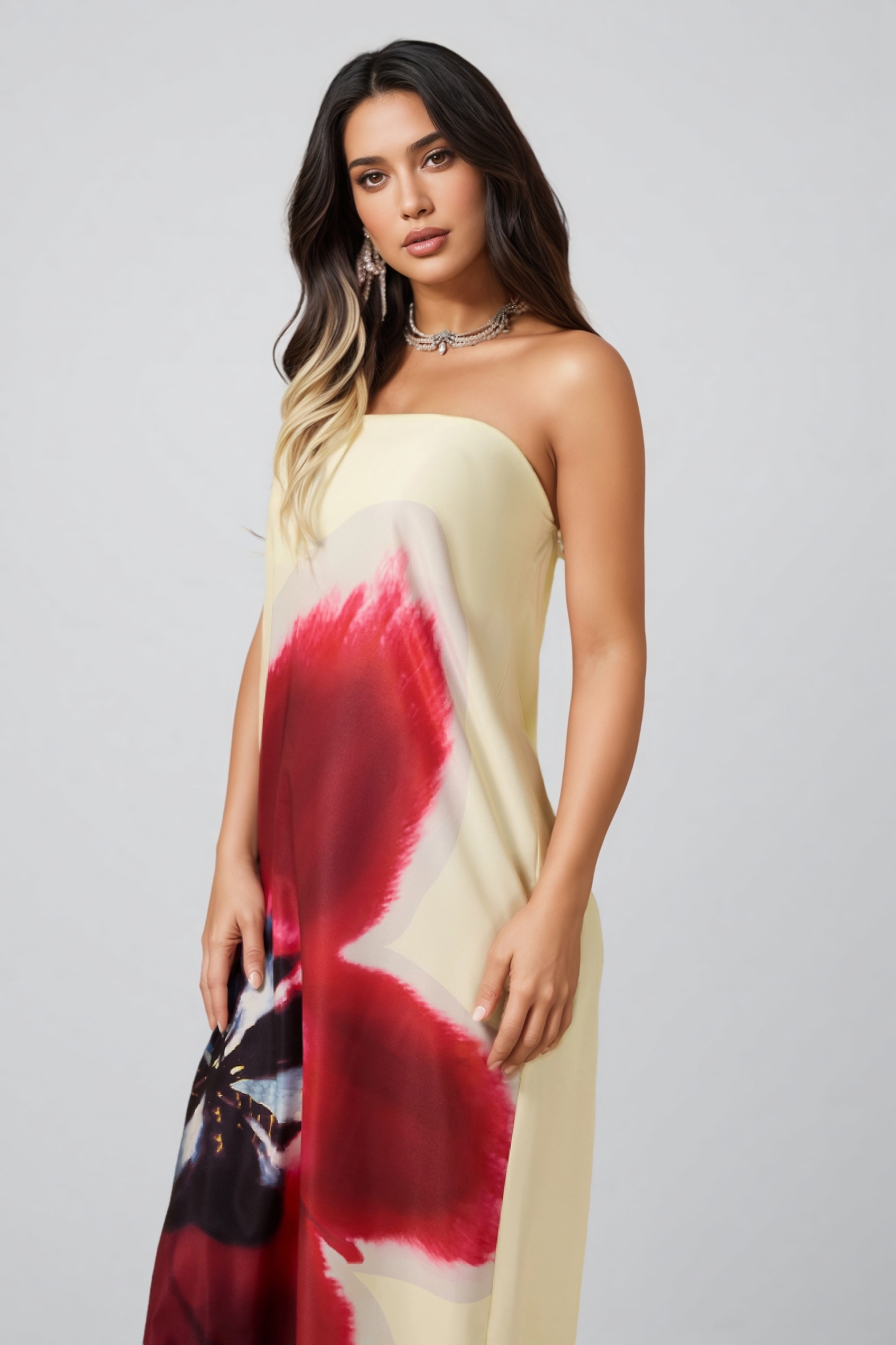 Patric Floral Satin Off-Shoulder Maxi Dress