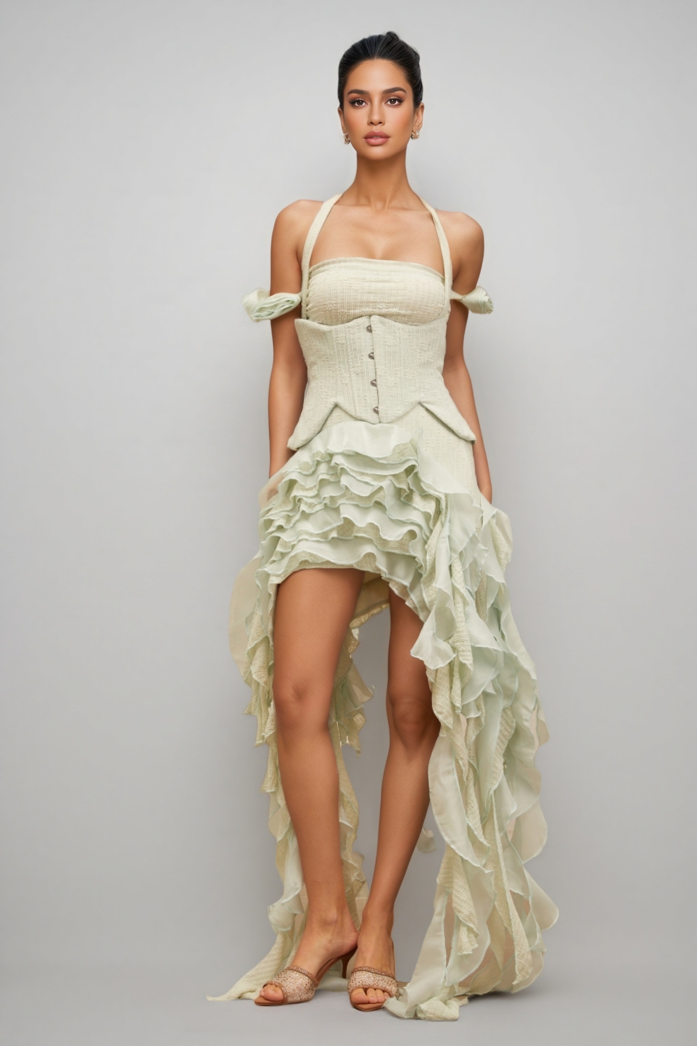 Daele Hanging Neck Fringe Mini Dress