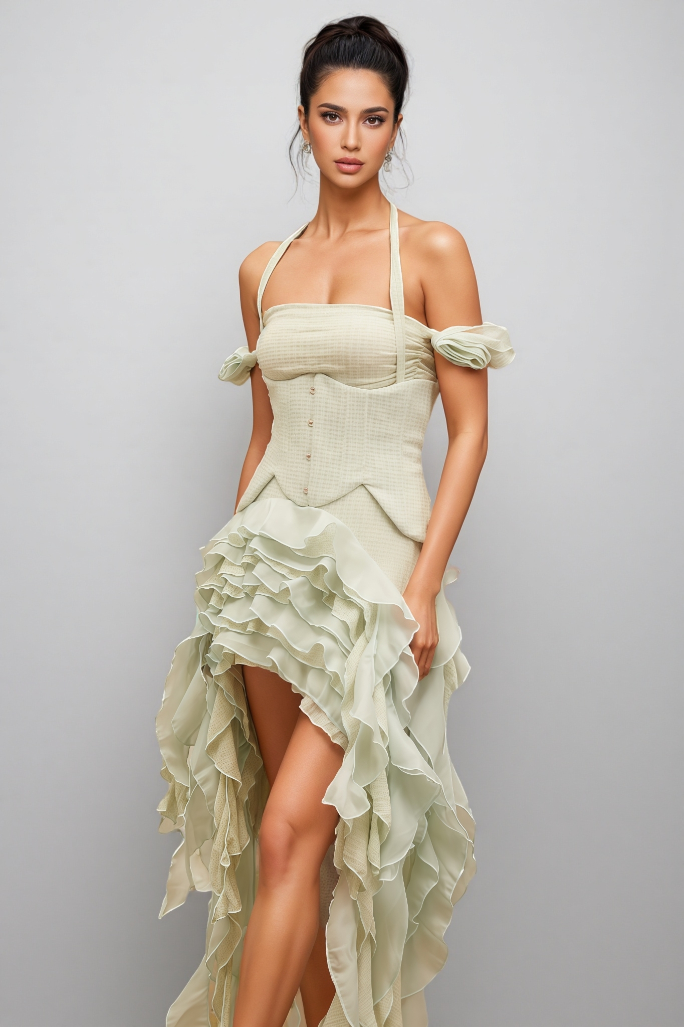 Daele Hanging Neck Fringe Mini Dress