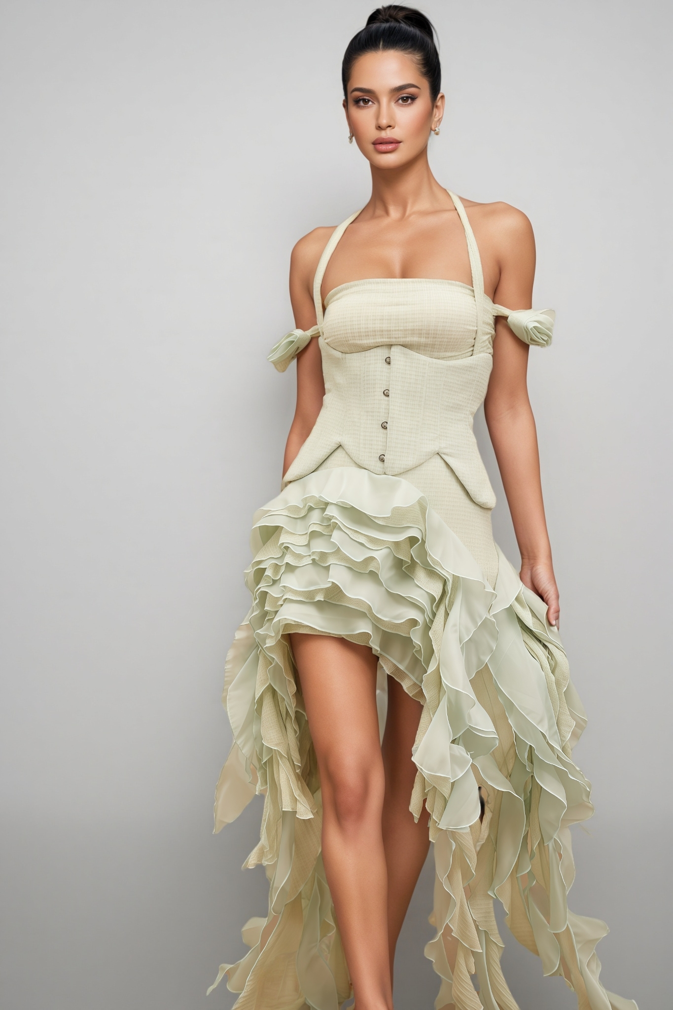 Daele Hanging Neck Fringe Mini Dress