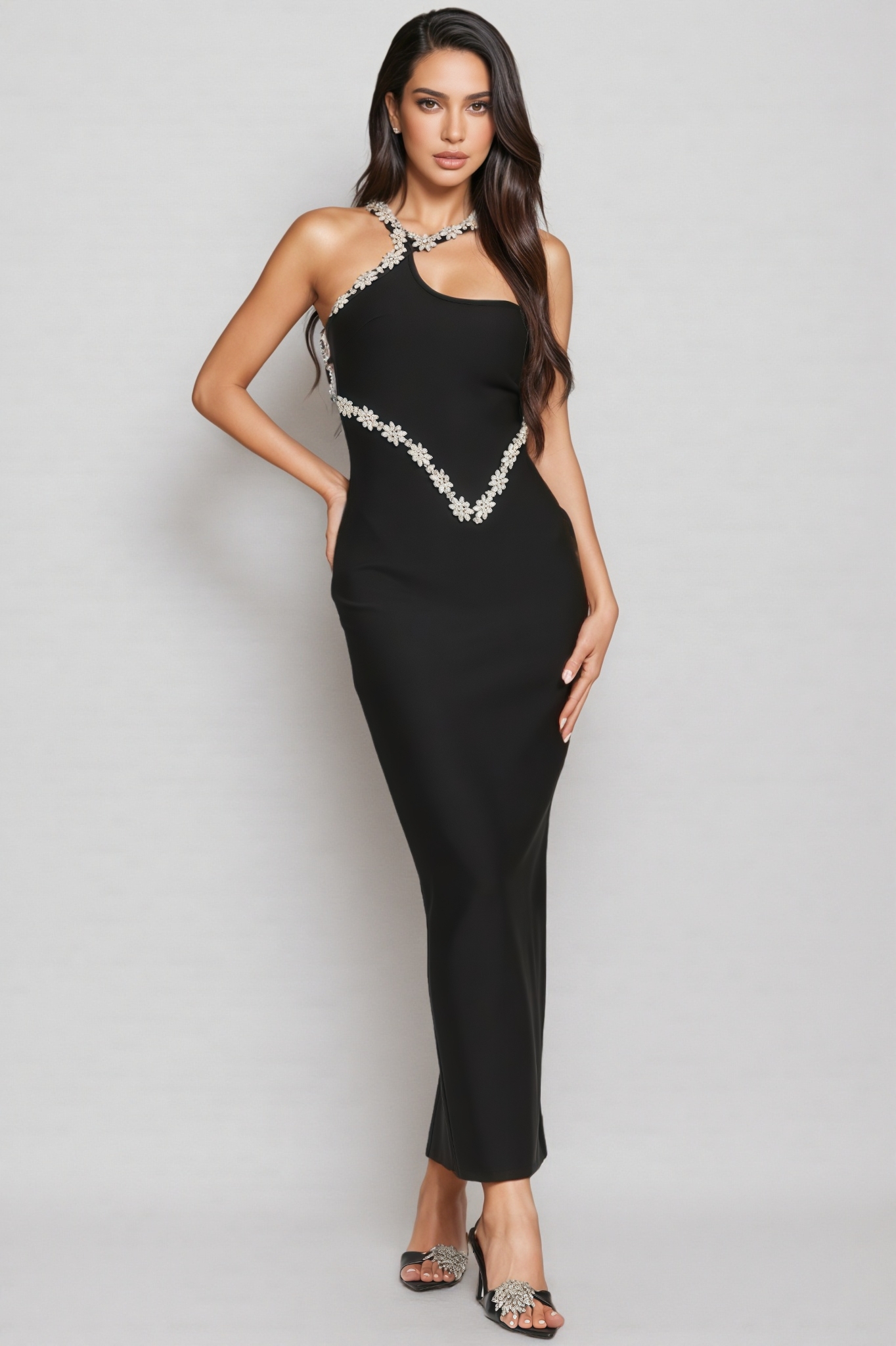 Embellished Bandage Midi Dress