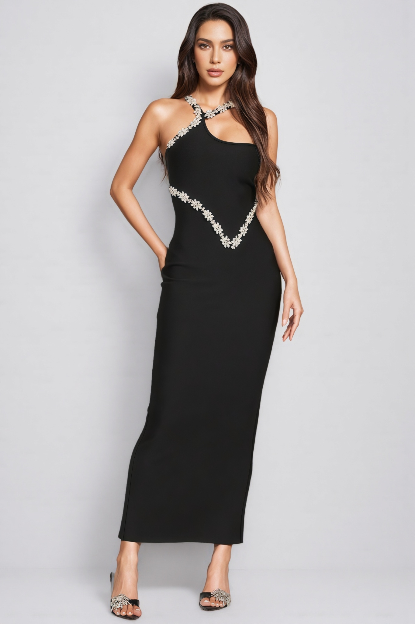 Embellished Bandage Midi Dress