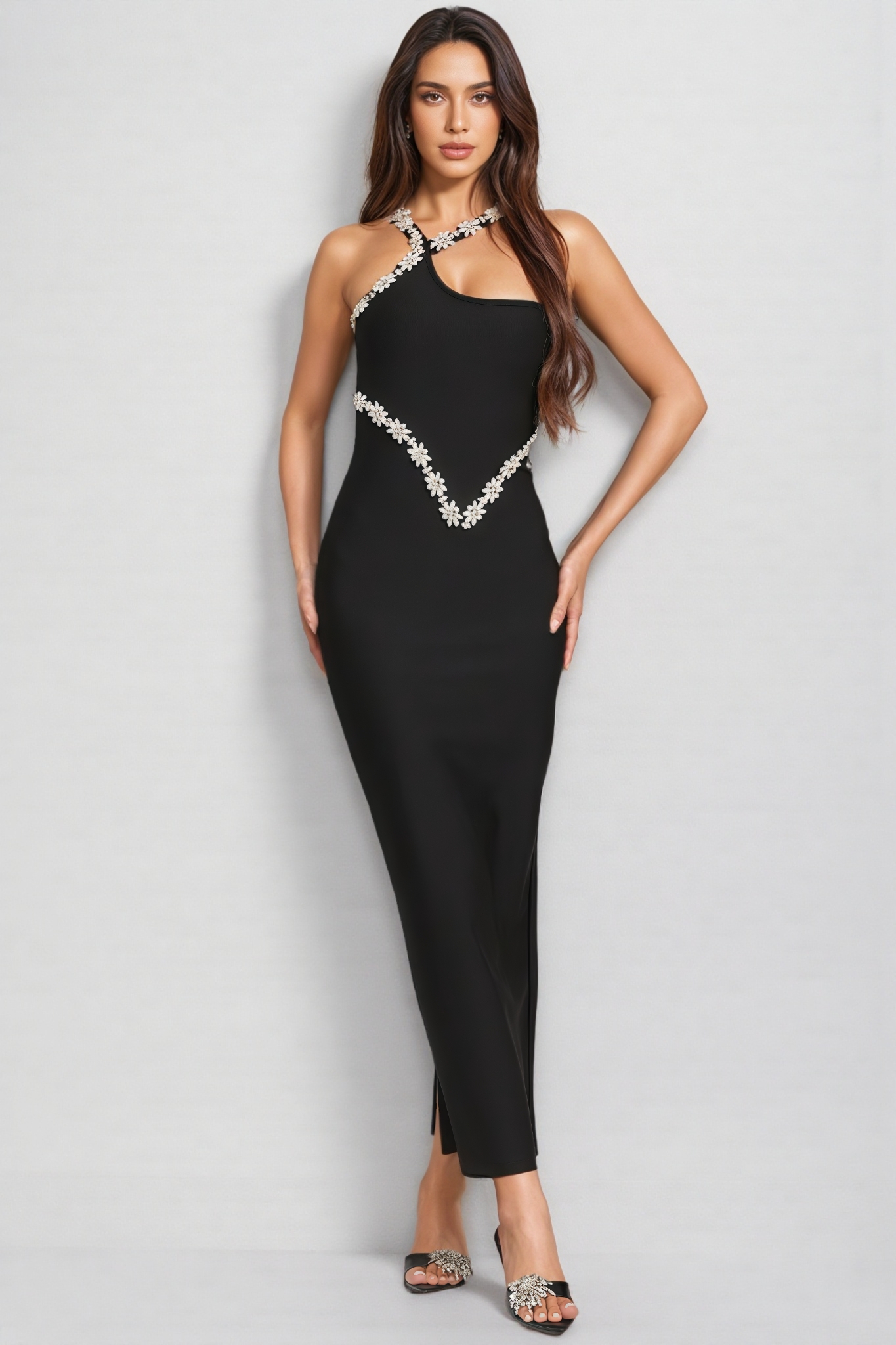 Embellished Bandage Midi Dress