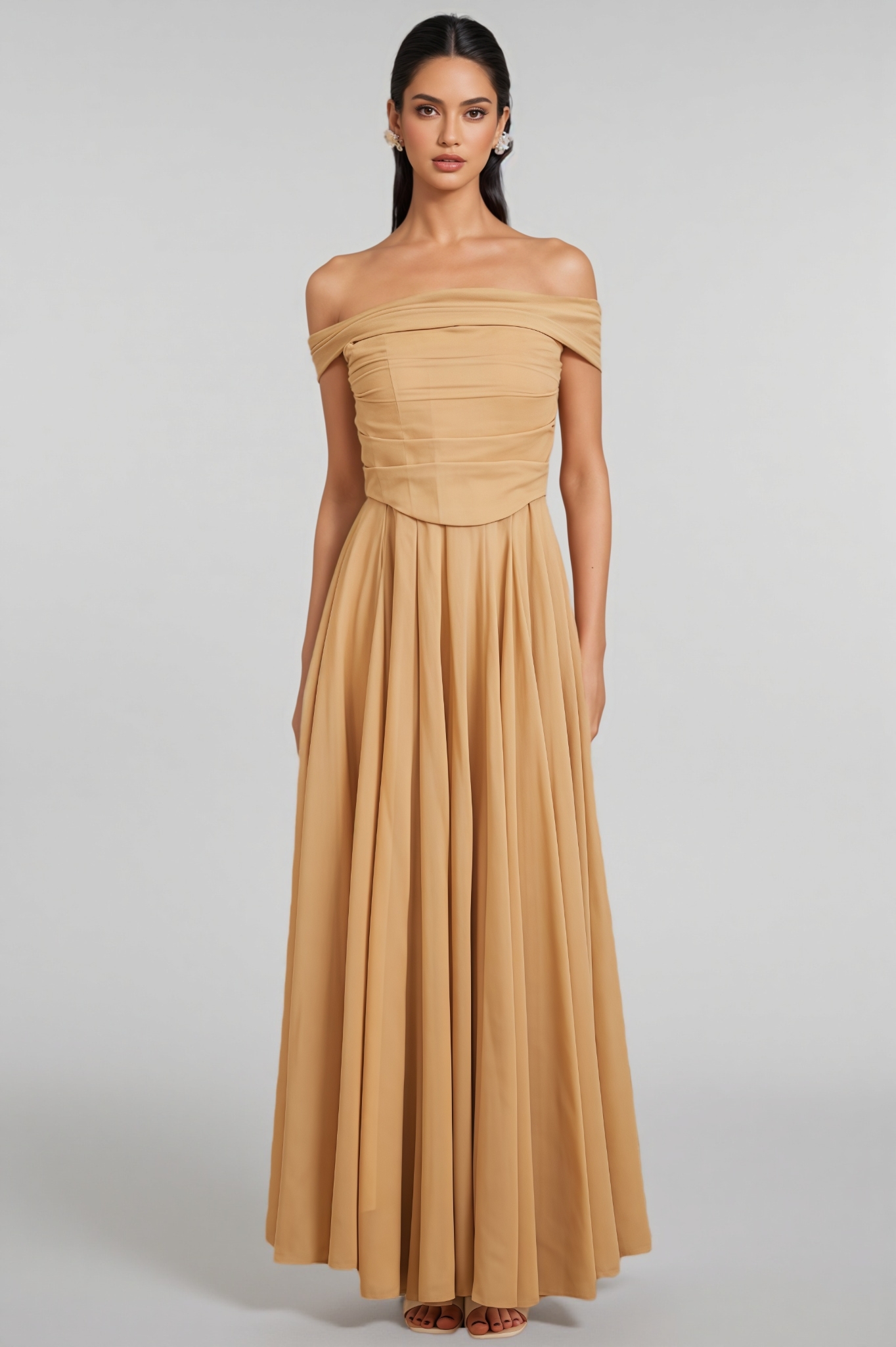 Callad Strapless Fishbone Maxi Dress