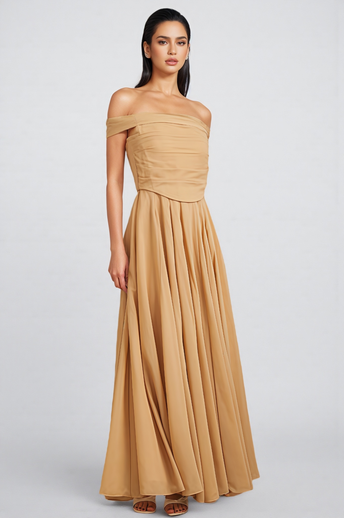 Callad Strapless Fishbone Maxi Dress
