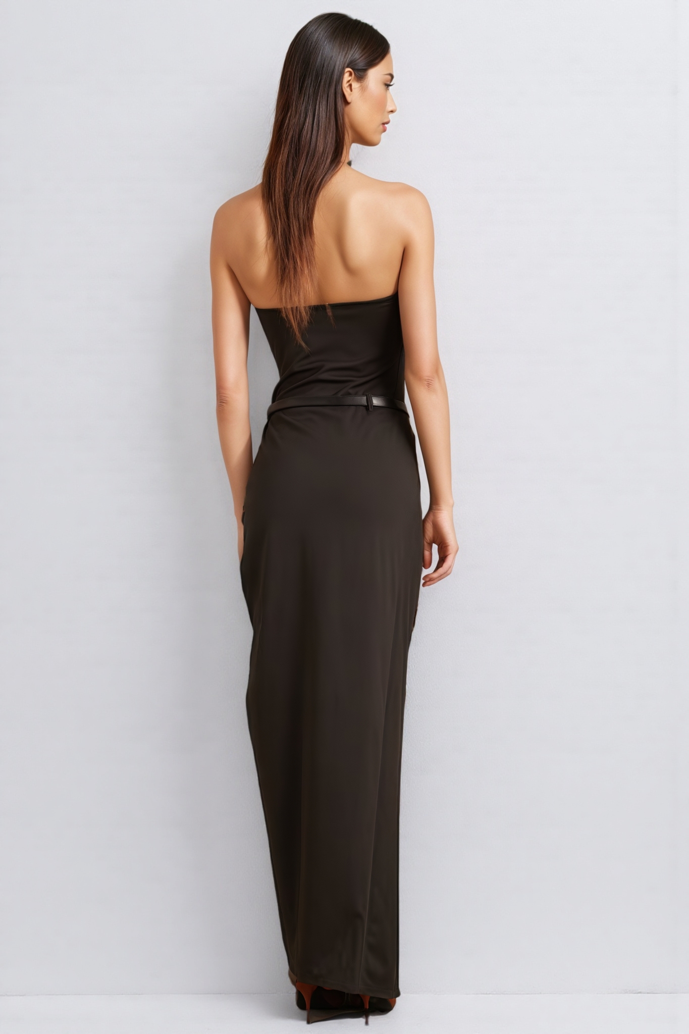 Januse Black Irregular Split Maxi Dress