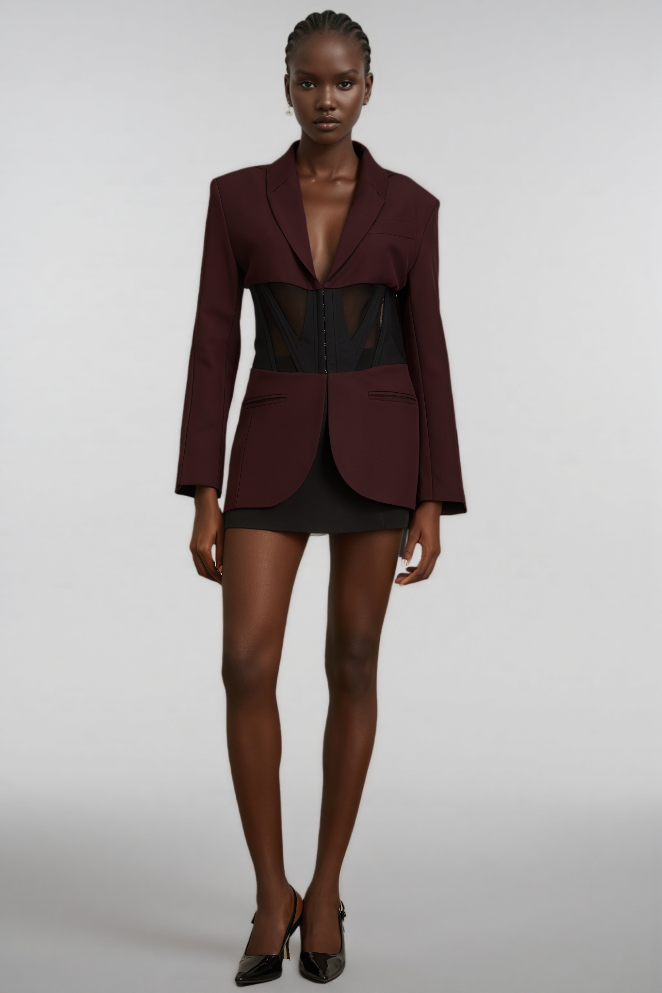 Myra Red Corset Panelled Blazer