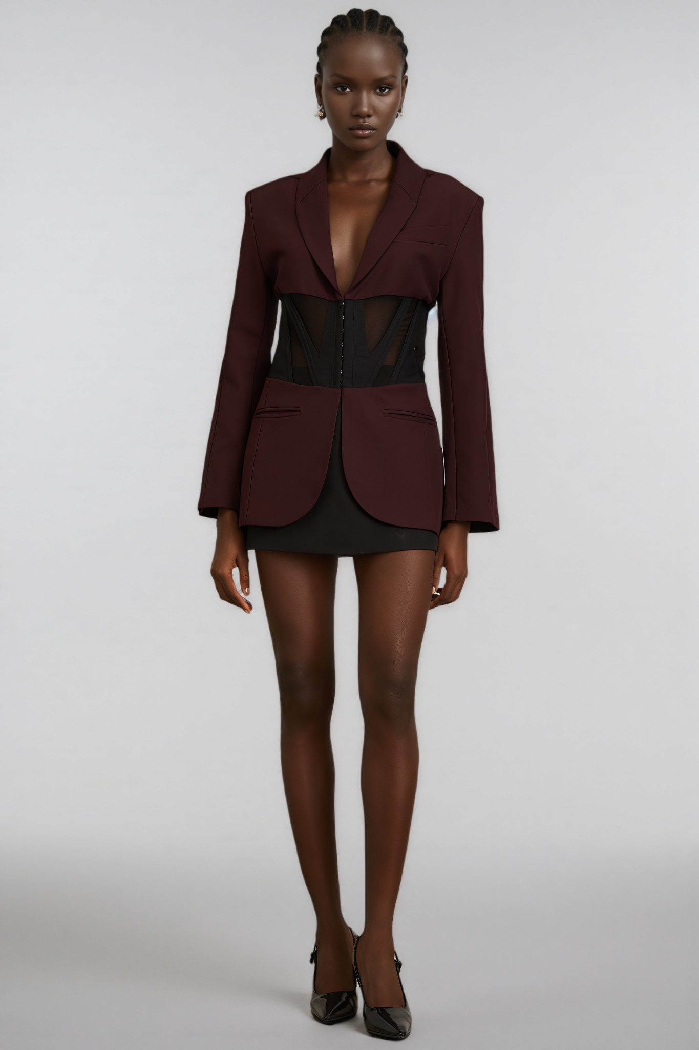 Myra Red Corset Panelled Blazer