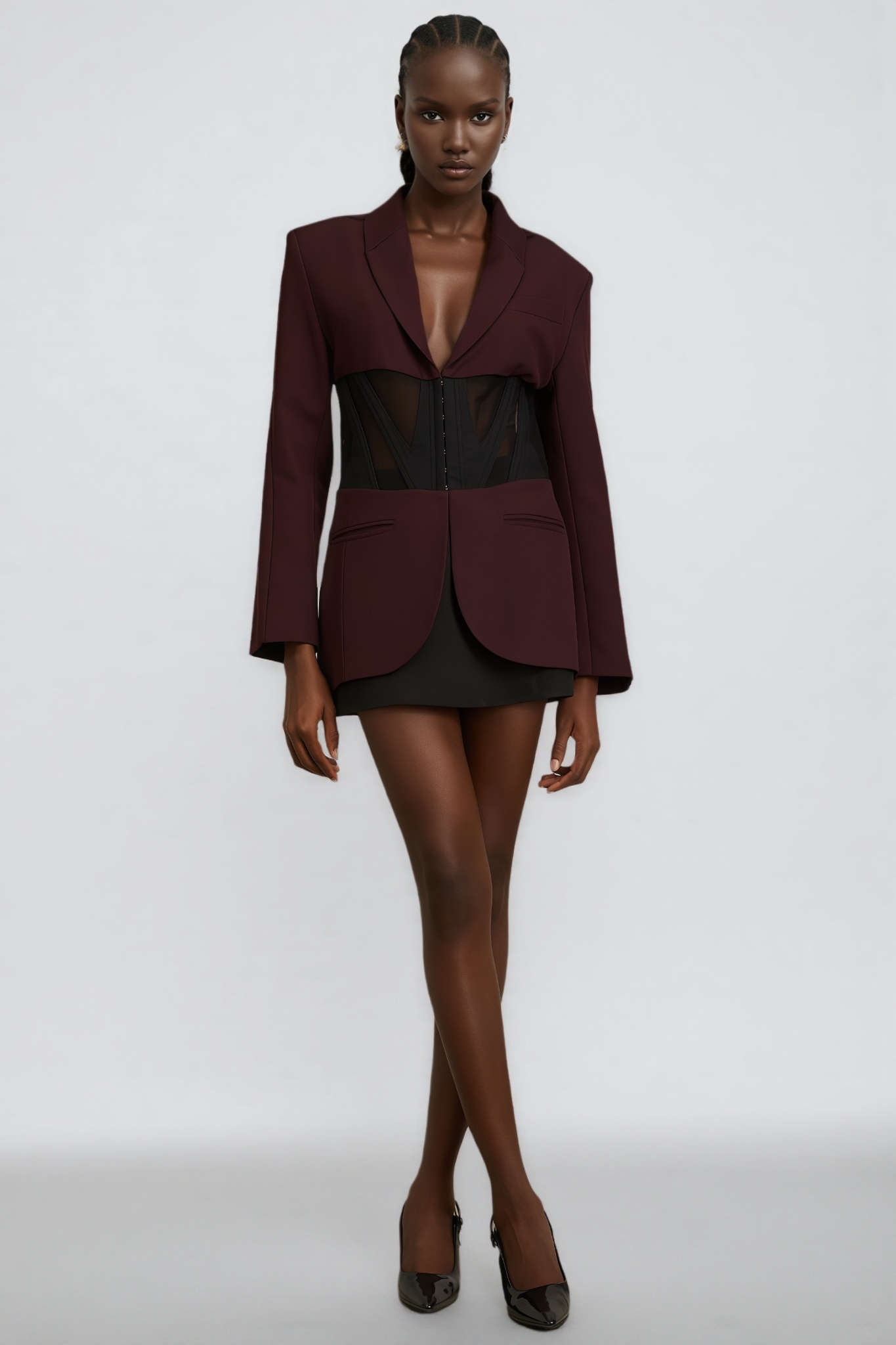 Myra Red Corset Panelled Blazer