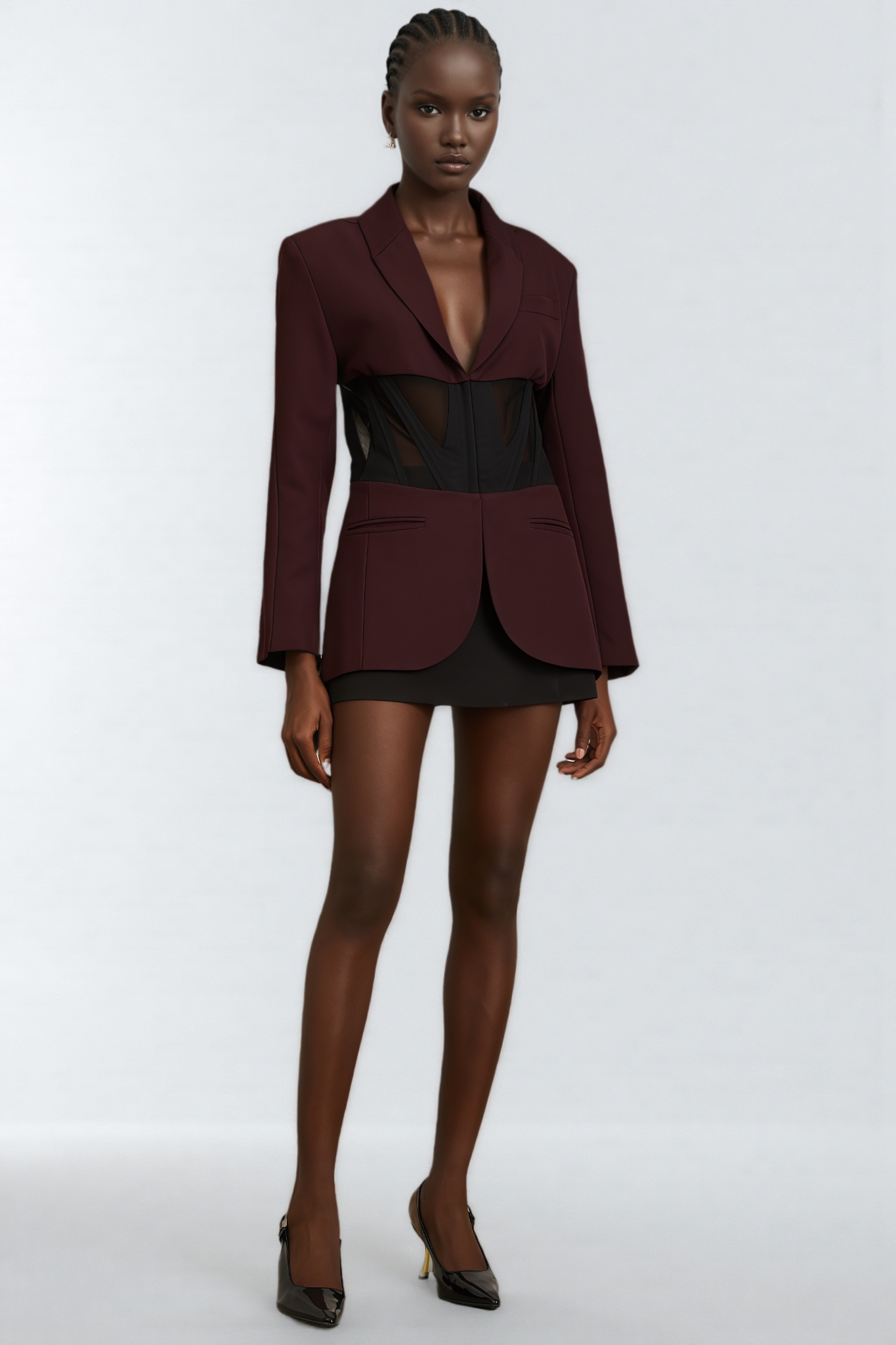 Myra Red Corset Panelled Blazer