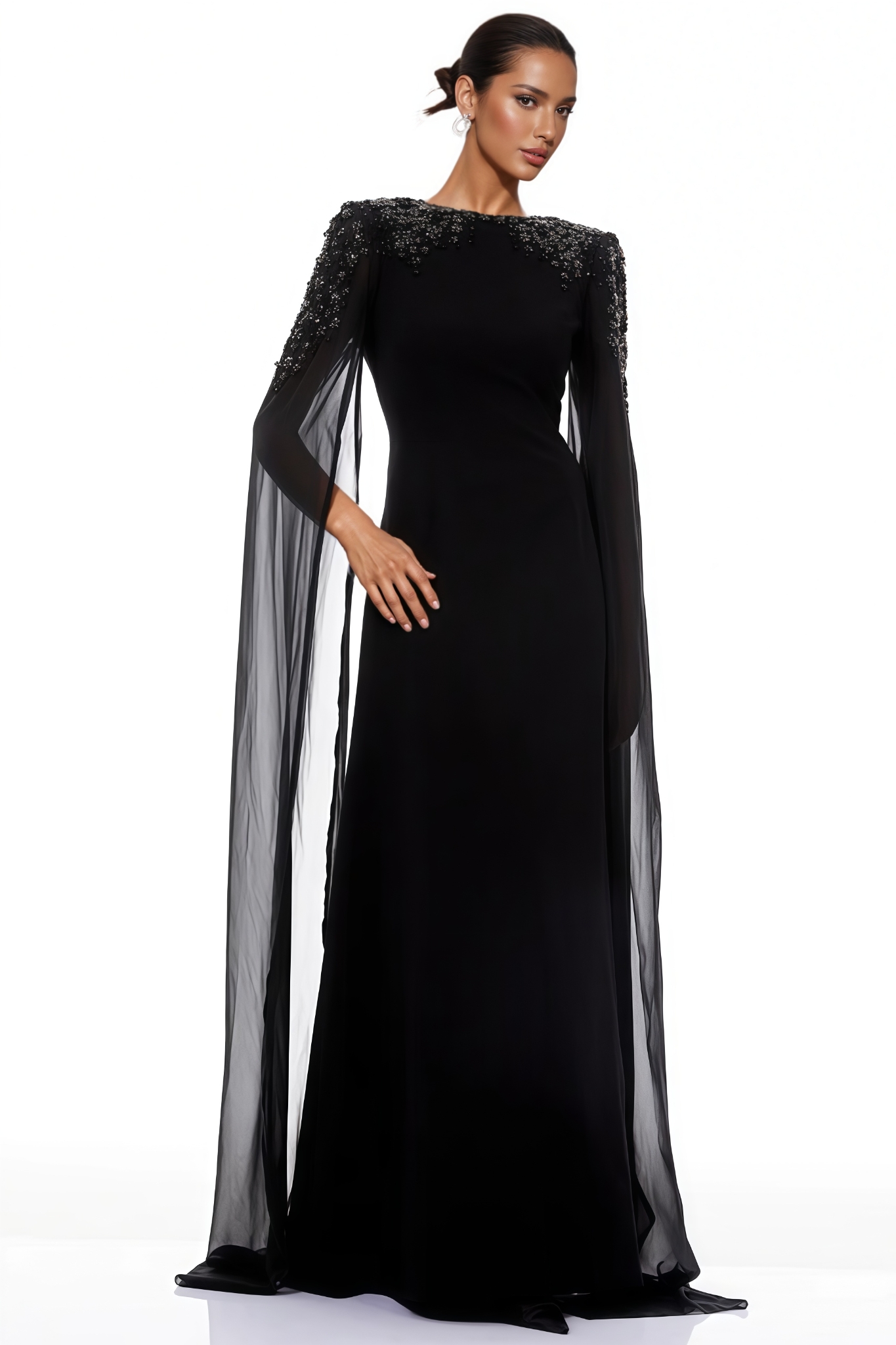 Caynery Black Embellished Maxi Dress