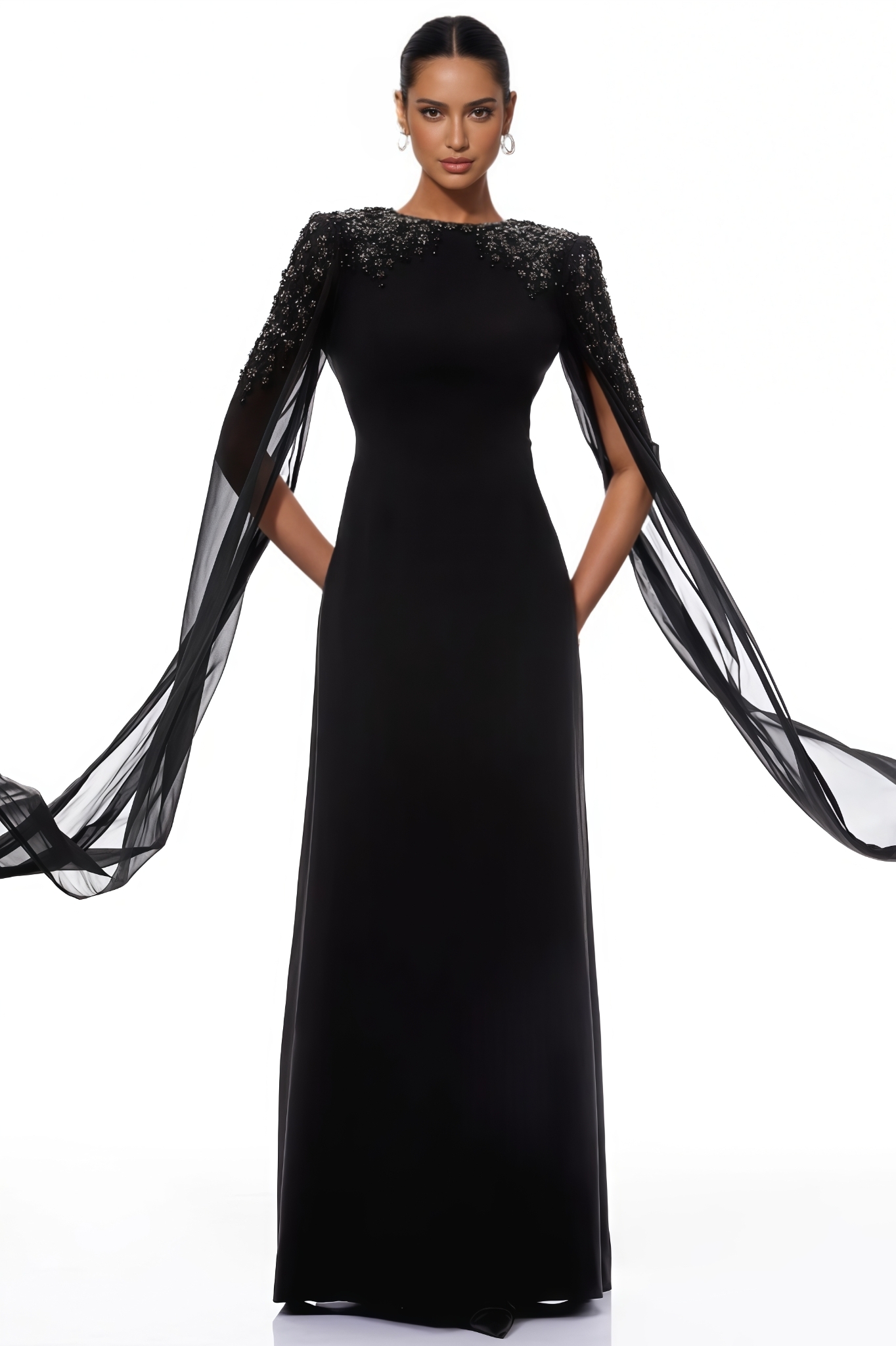 Caynery Black Embellished Maxi Dress
