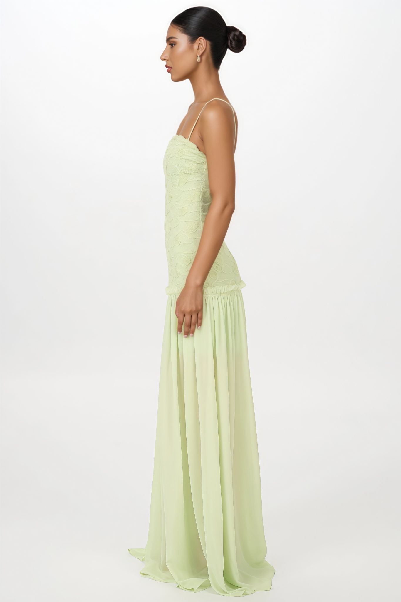 Maniet Green Halter 3D Floral Maxi Dress