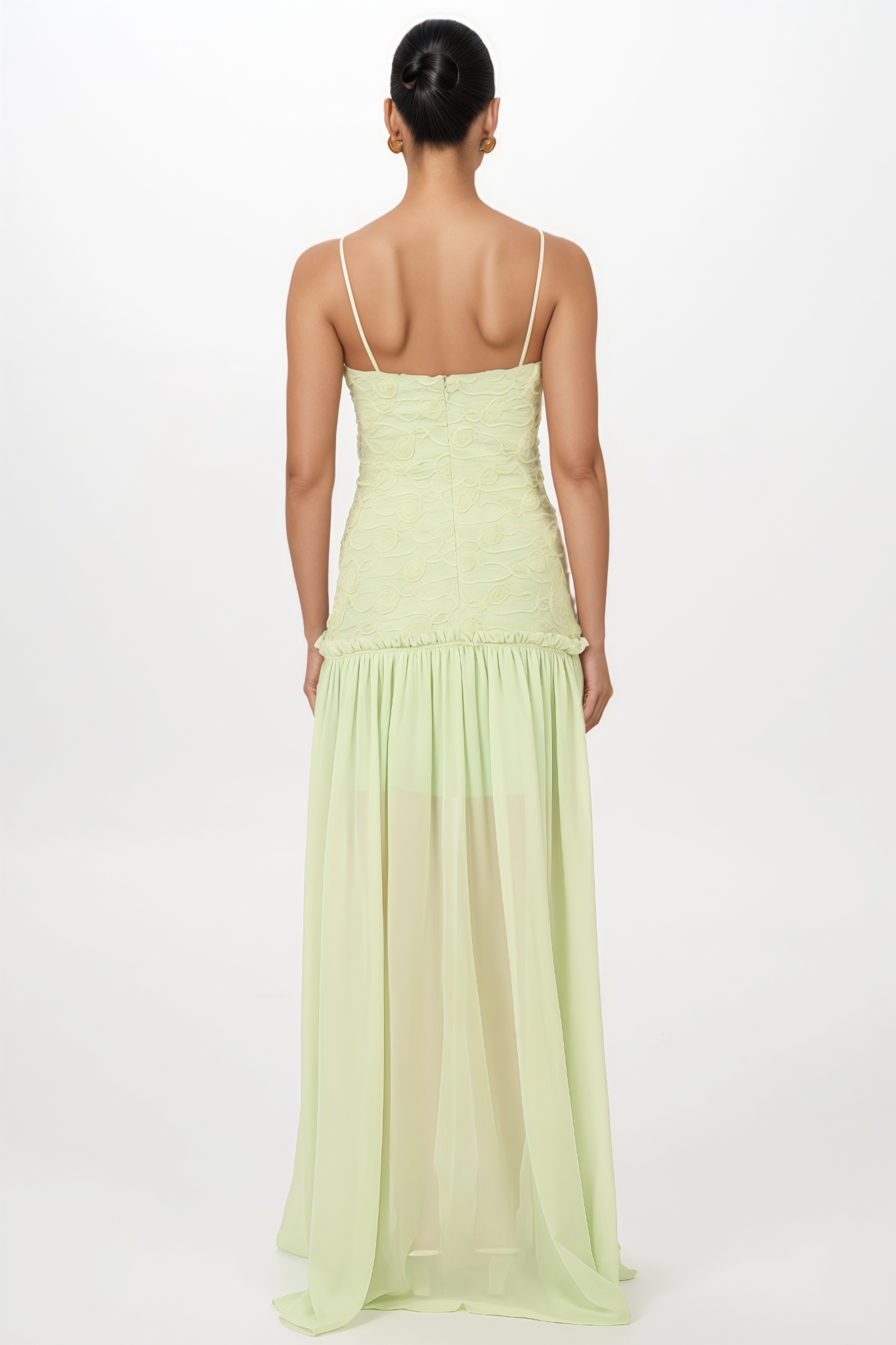 Maniet Green Halter 3D Floral Maxi Dress