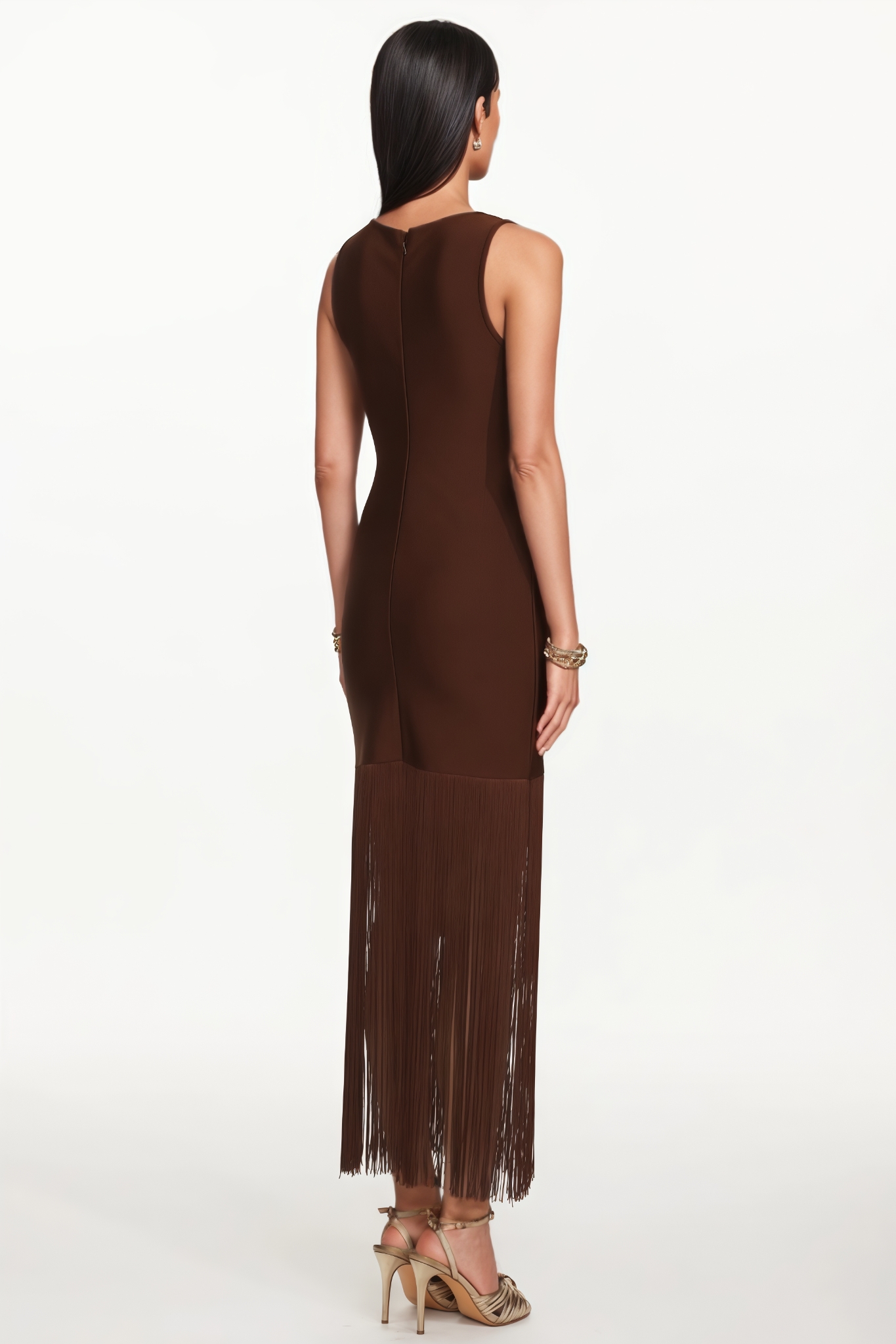 Wrenet Sleeveless Fringe Bandage Maxi Dress