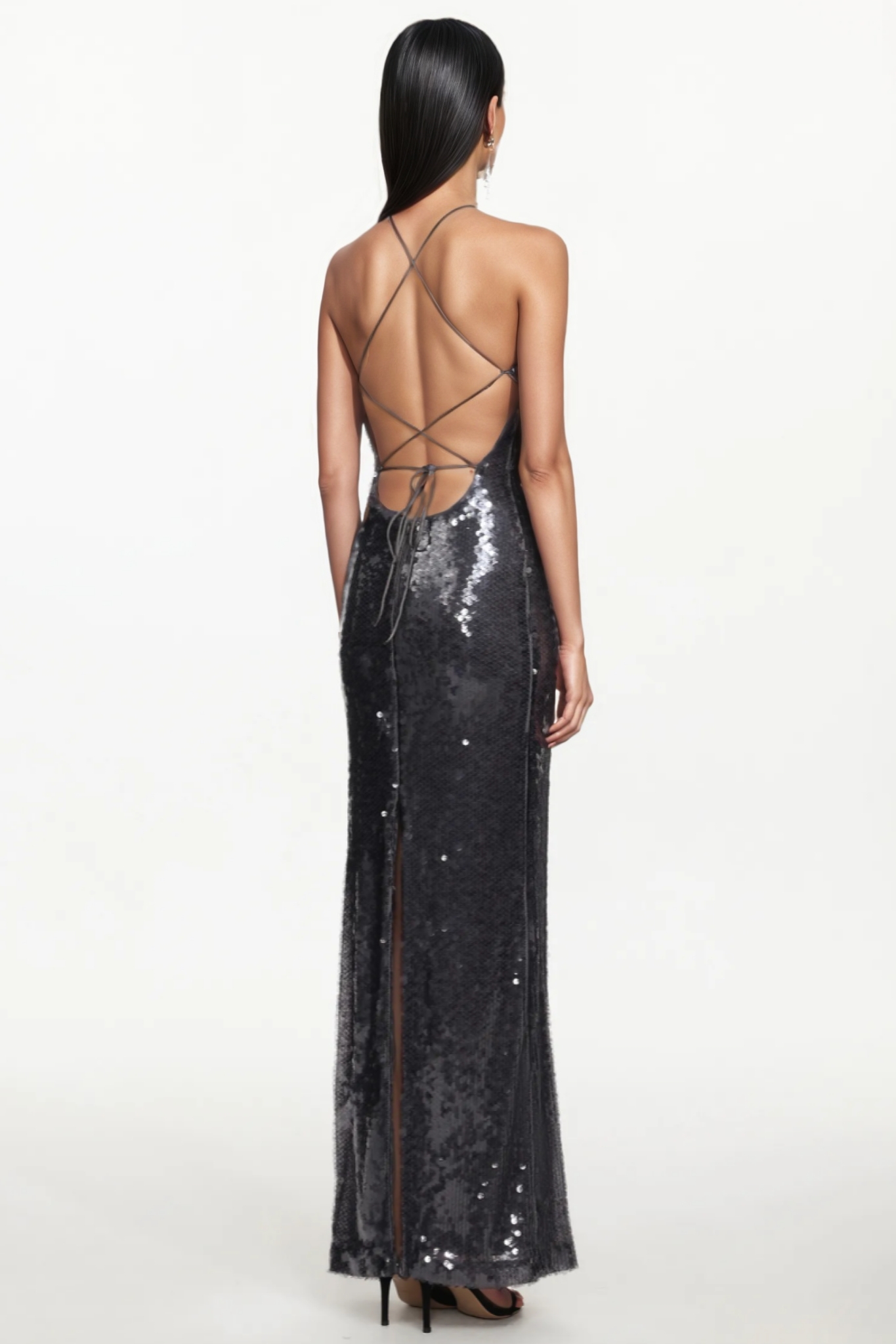 Cartliy Halter Floral Sequin Maxi Dress