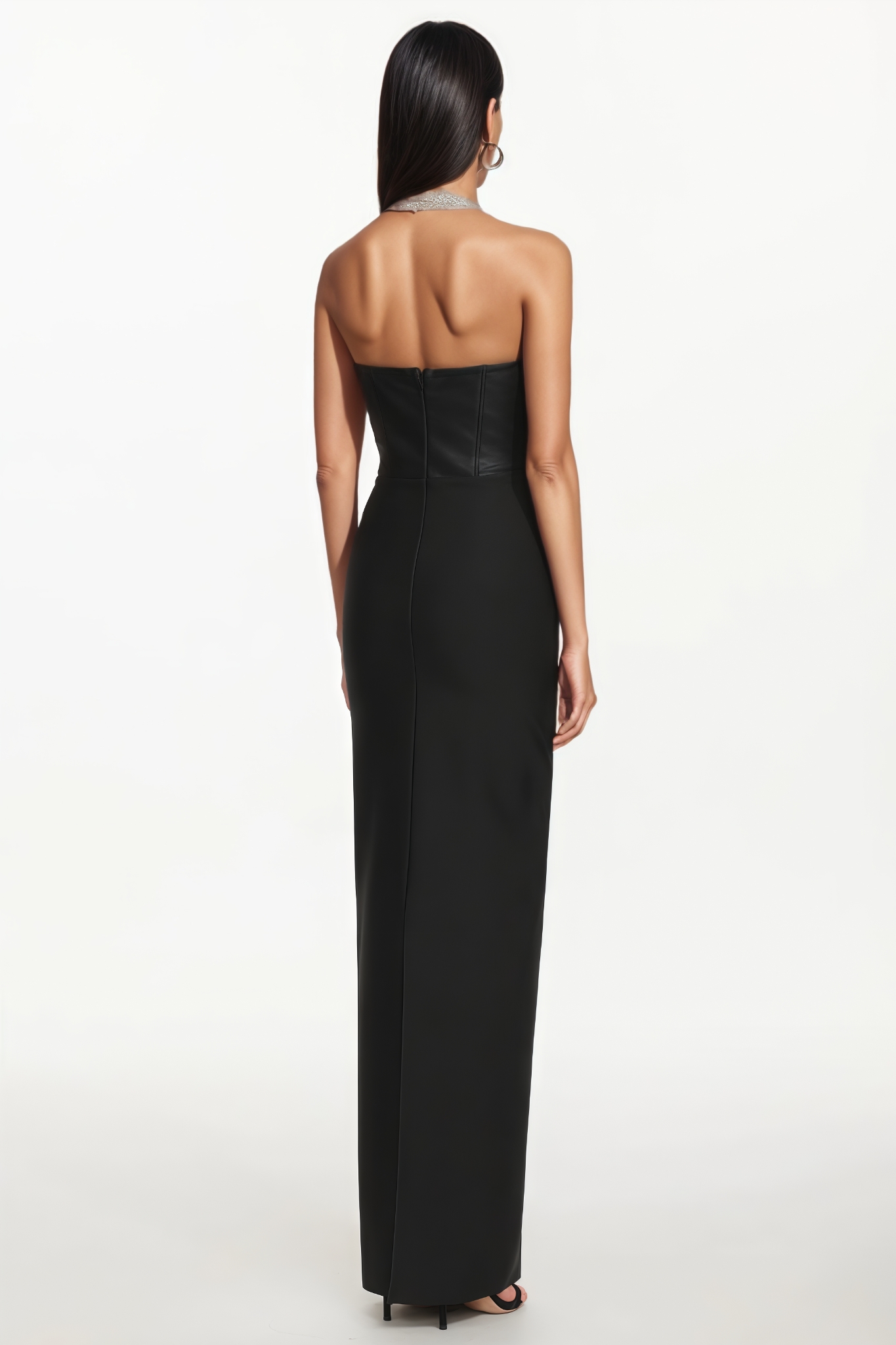 Adrive One Shoulder Metal Fringe Bandage Maxi Dress