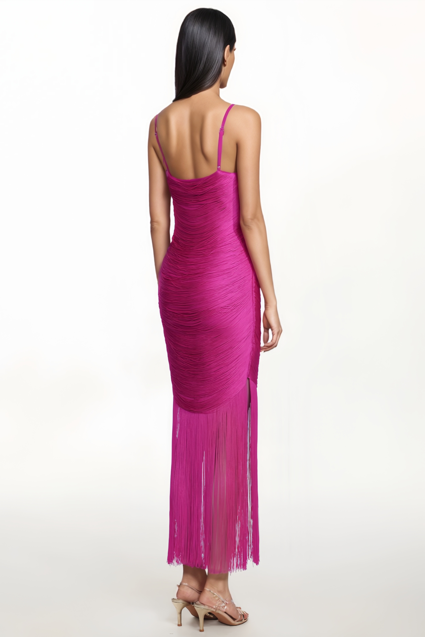 Oliyan Sleeveless Fringe Bandage Maxi Dress