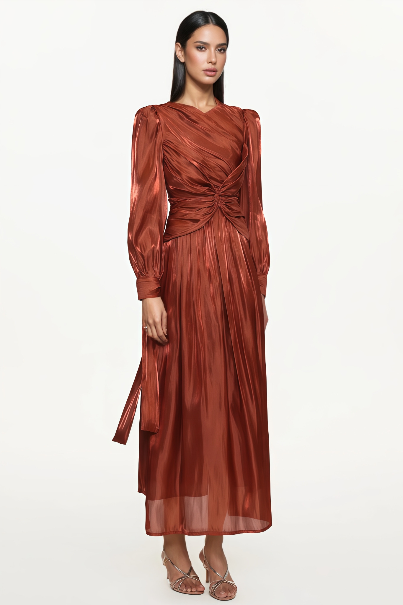 Joscph Round Neck Long Sleeve Maxi Dress