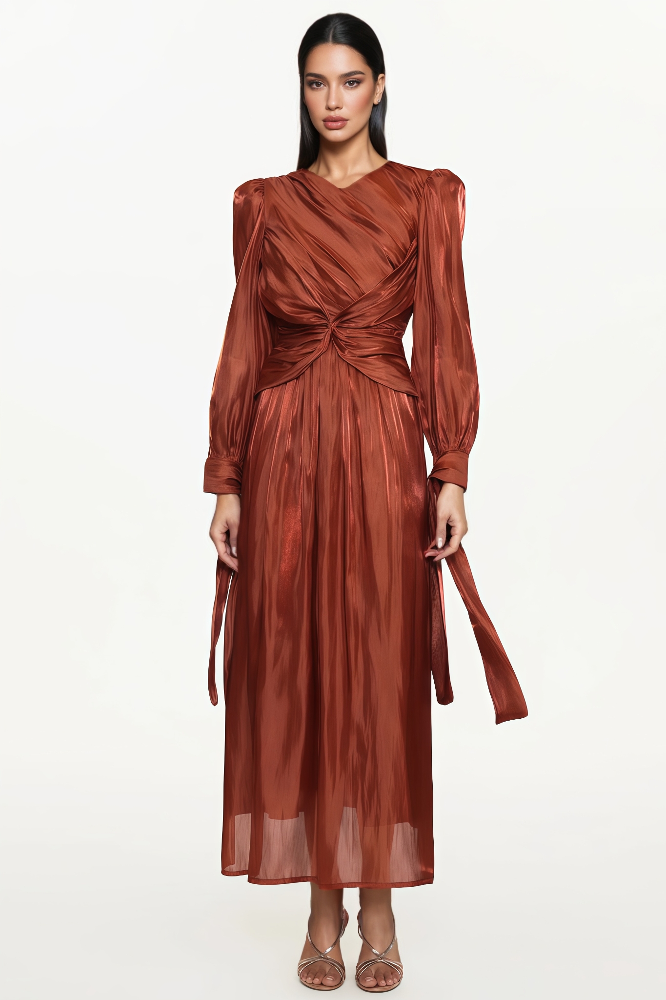 Joscph Round Neck Long Sleeve Maxi Dress