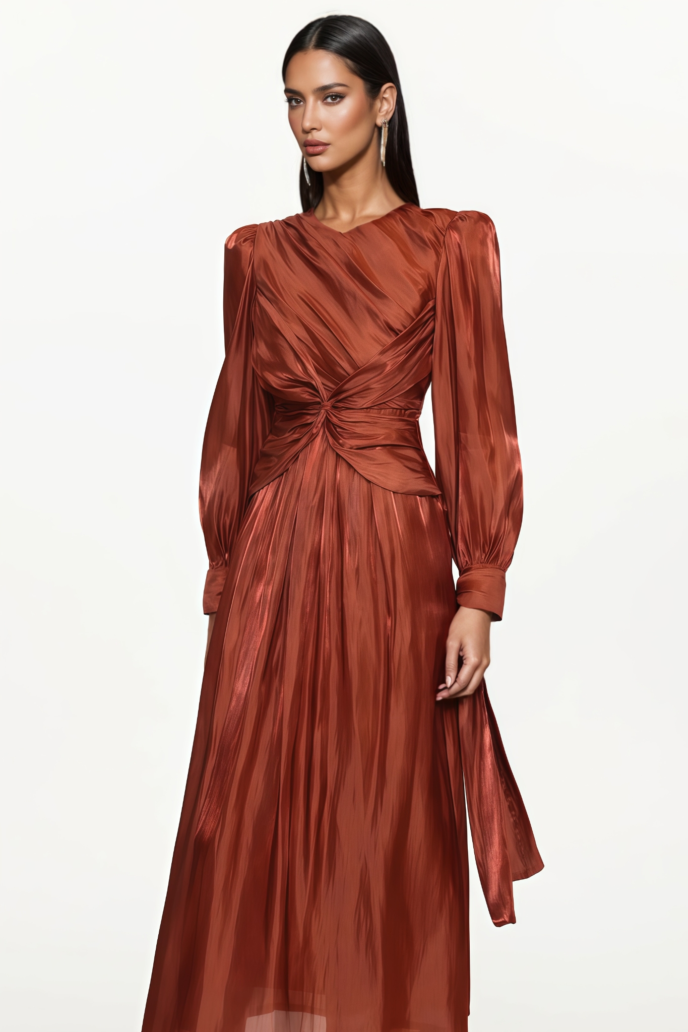 Joscph Round Neck Long Sleeve Maxi Dress