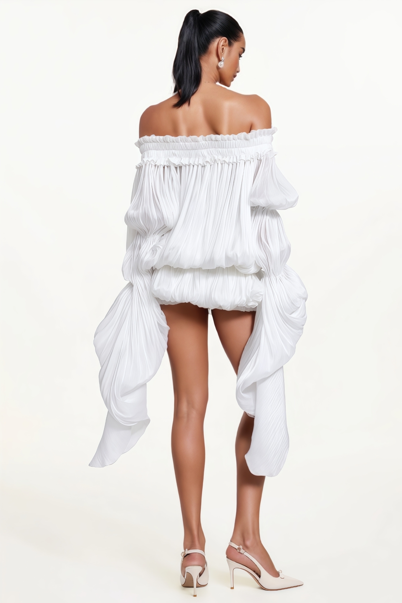 Galgen White Off Shoulder Bubble Mini Dress