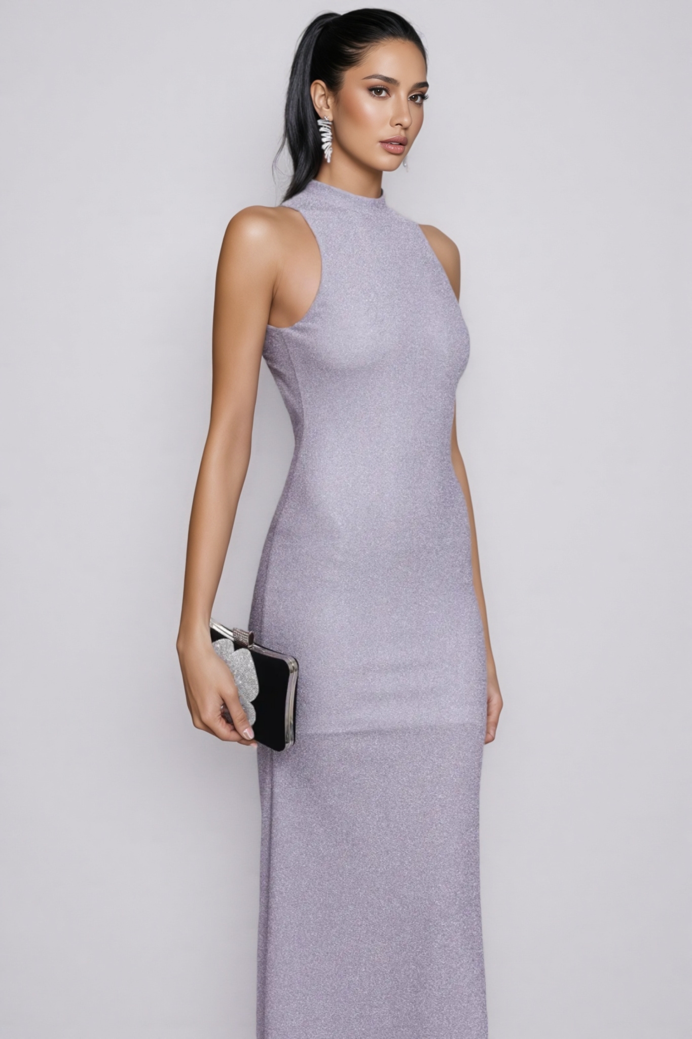 Yrentk Purple 3D Floral Maxi Dress