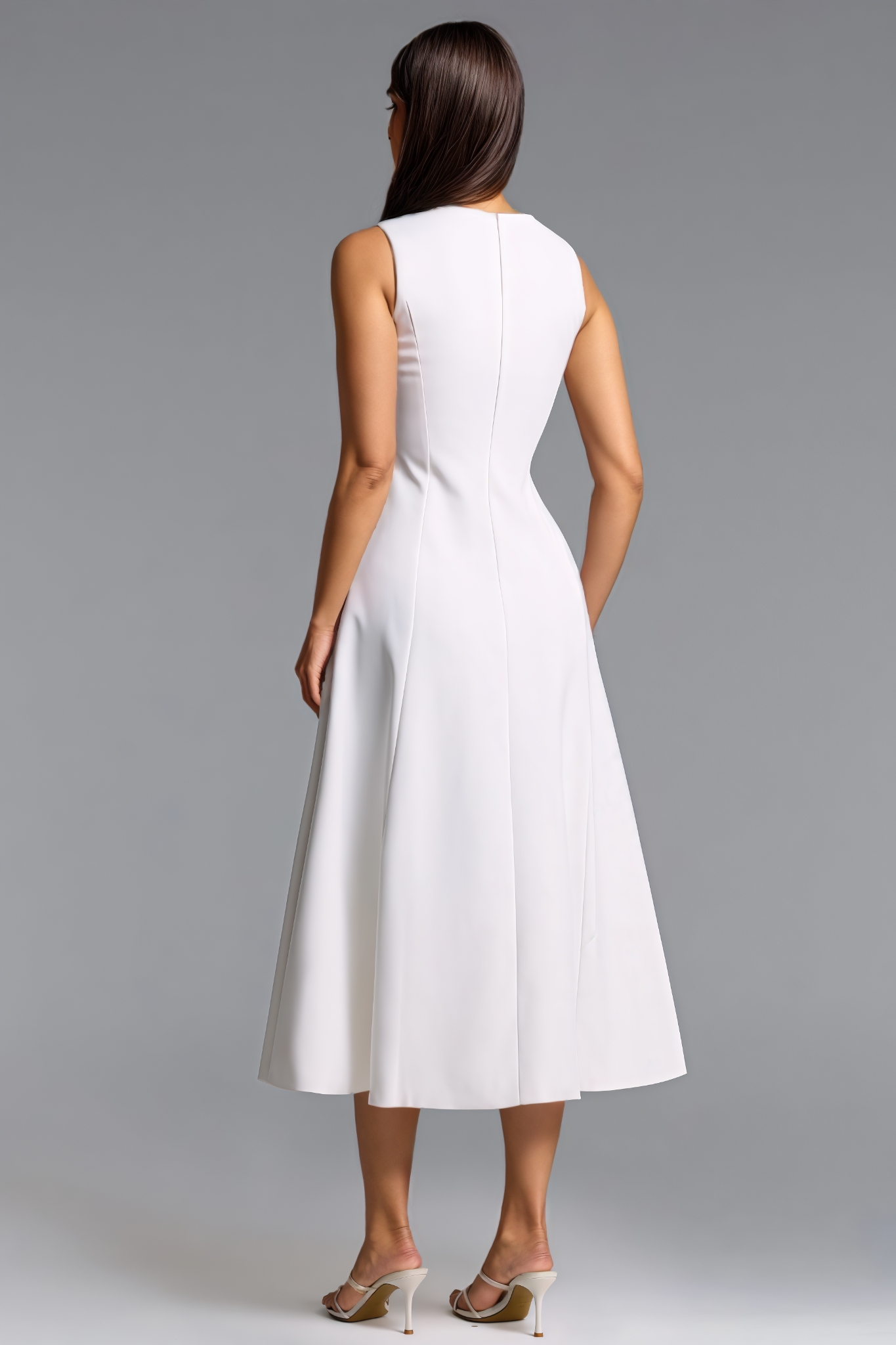 Gabreil Sleeveless Floral Embroidered White Maxi Dress