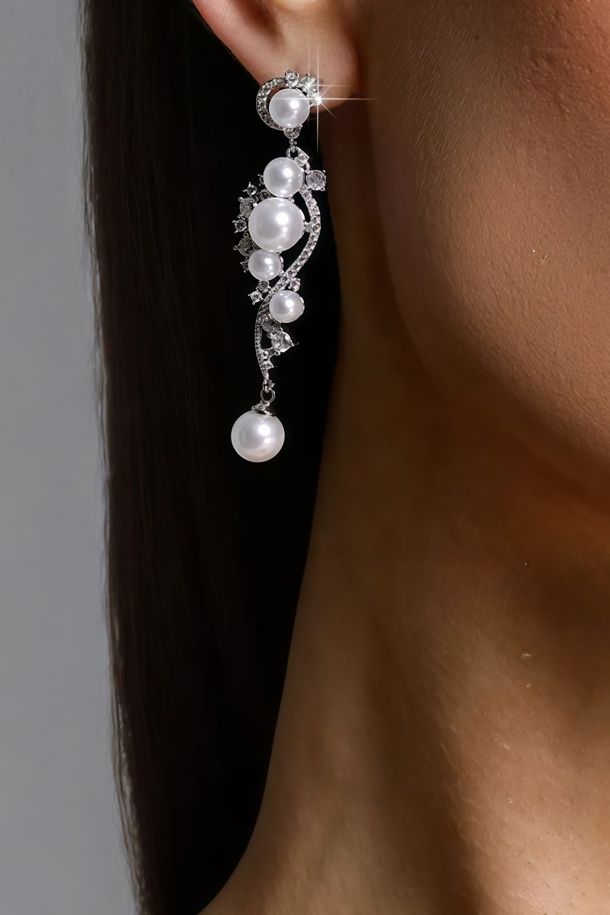 Nodahy Pearl Geometry Diamond Earrings