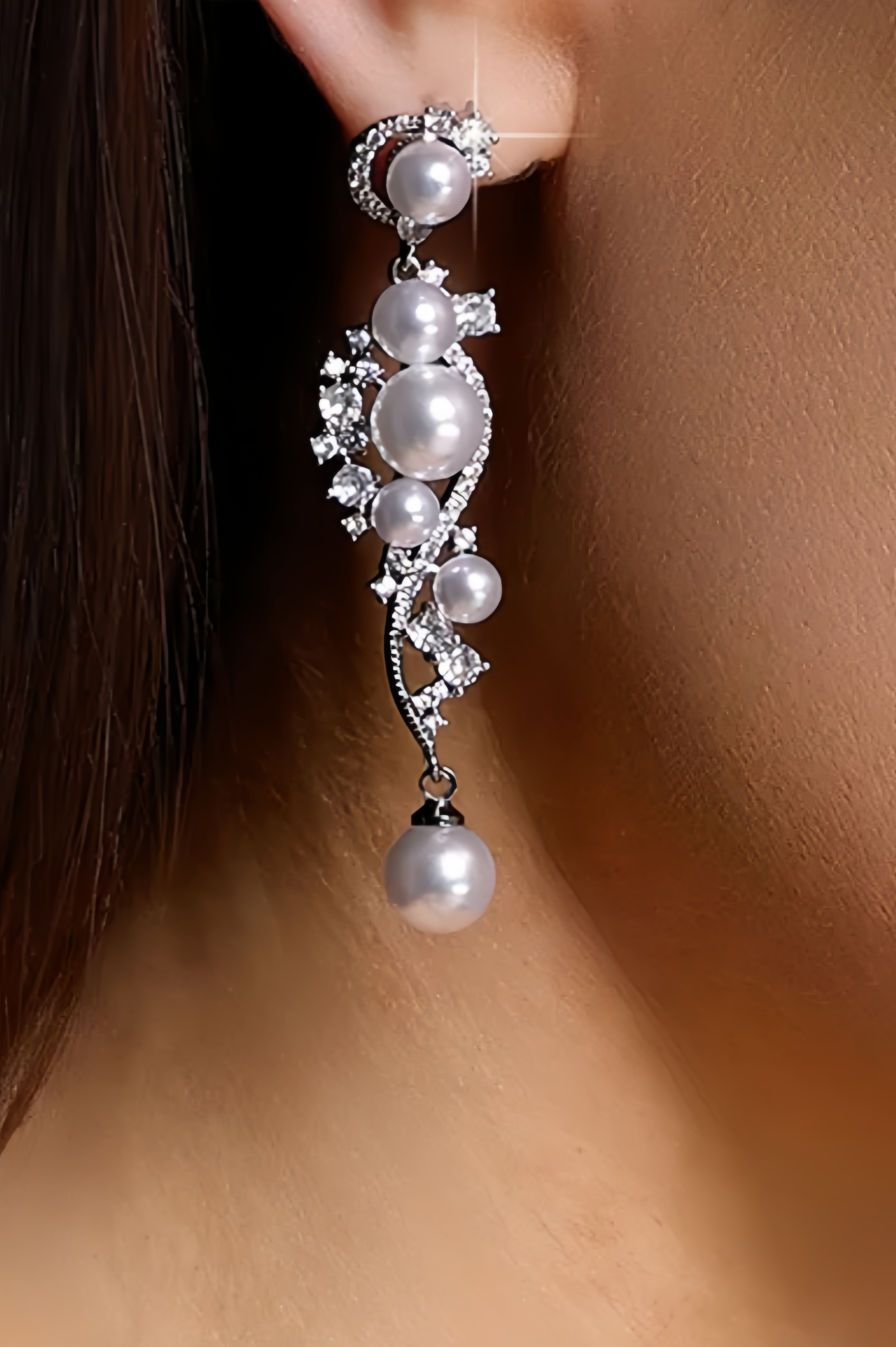 Nodahy Pearl Geometry Diamond Earrings