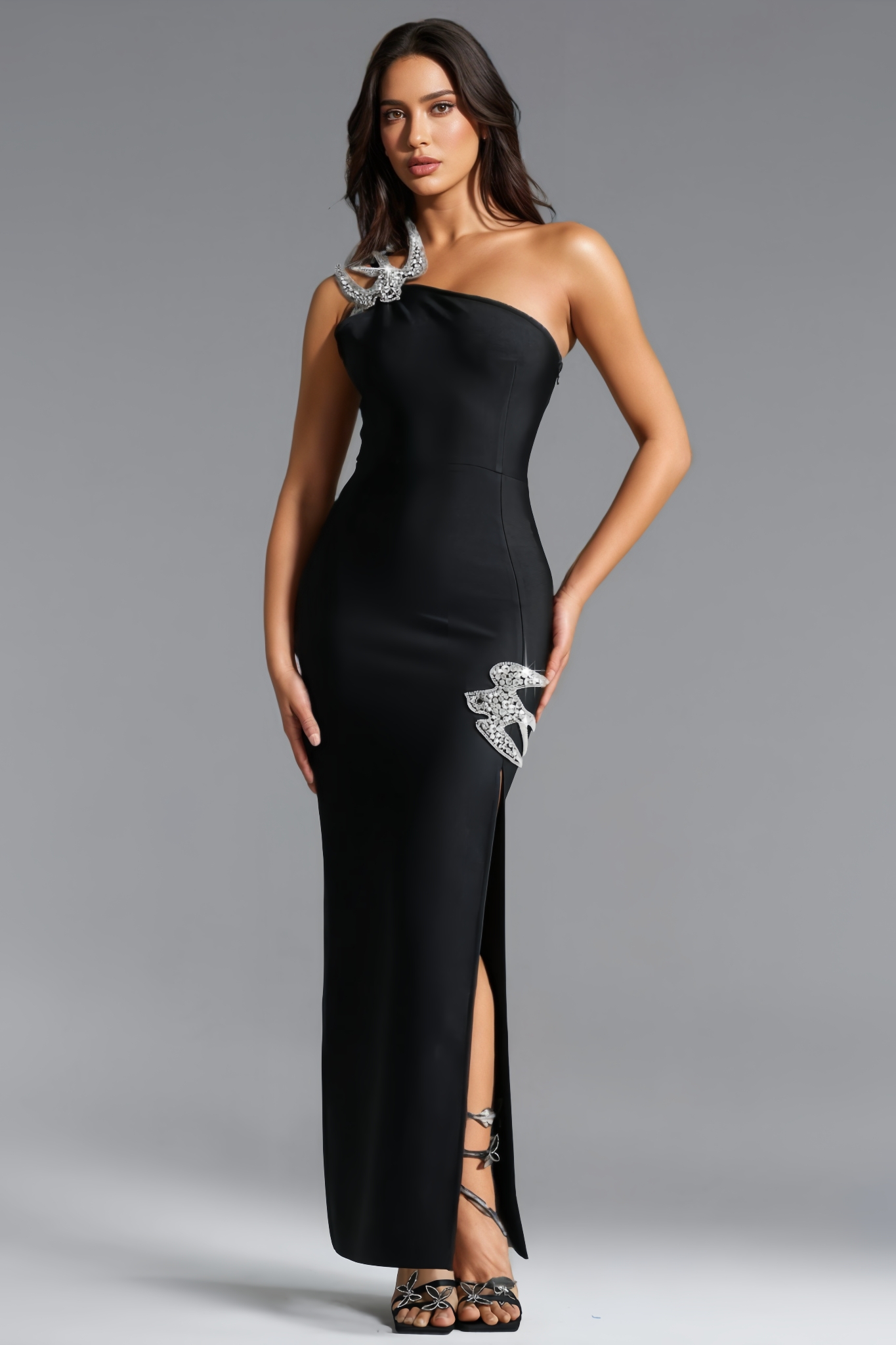 Calren Rhinestone Embellished Bandage Maxi Dress