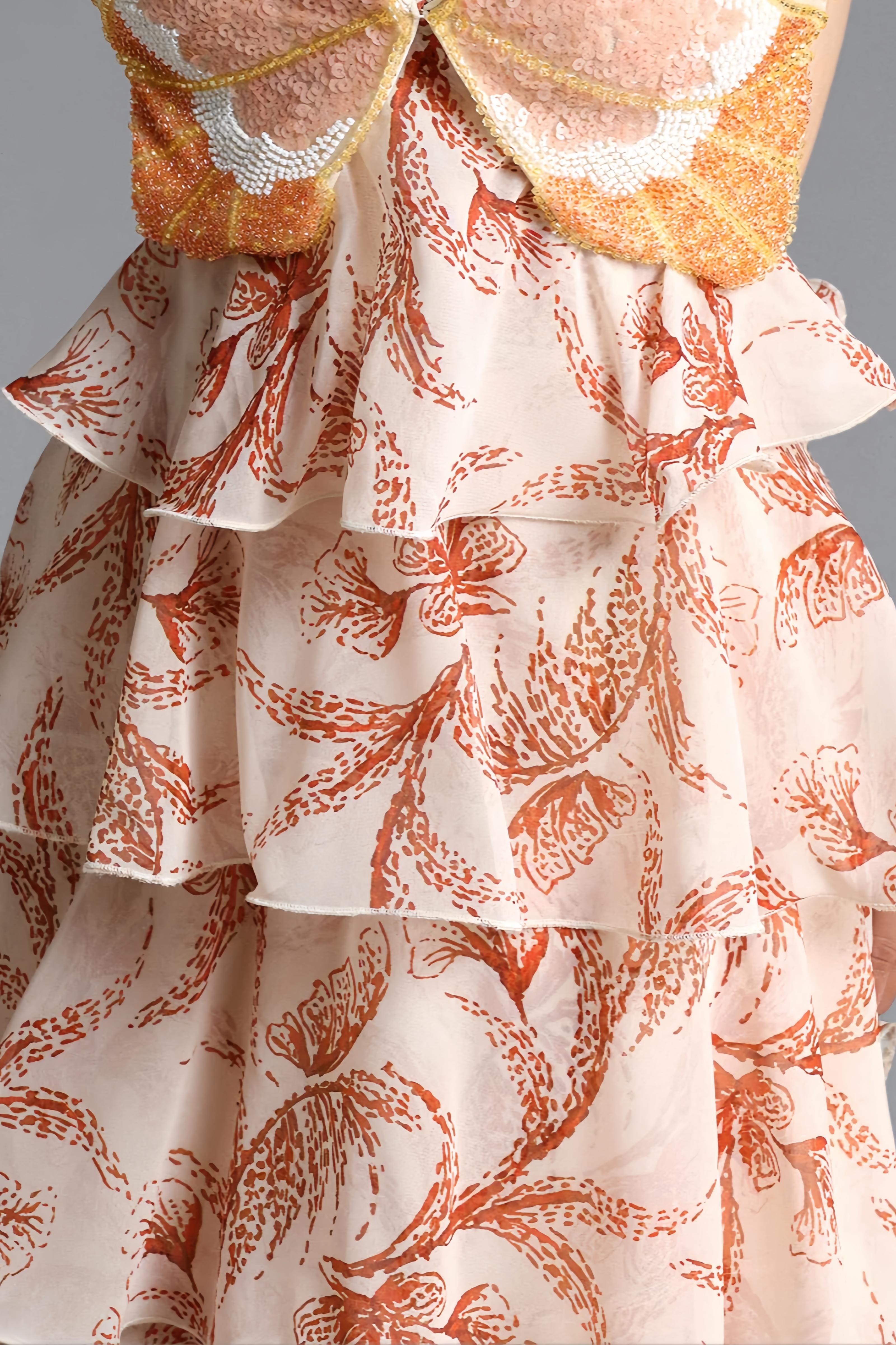 Ritrhy Halter Ruffle Sequin Print Maxi Dress