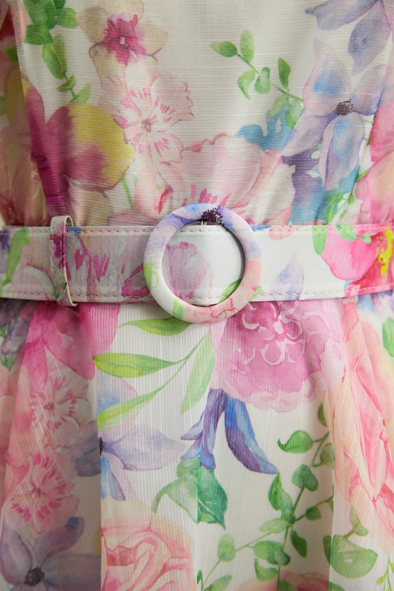 Nichalsy Printed Puff Sleeve Maxi Dress