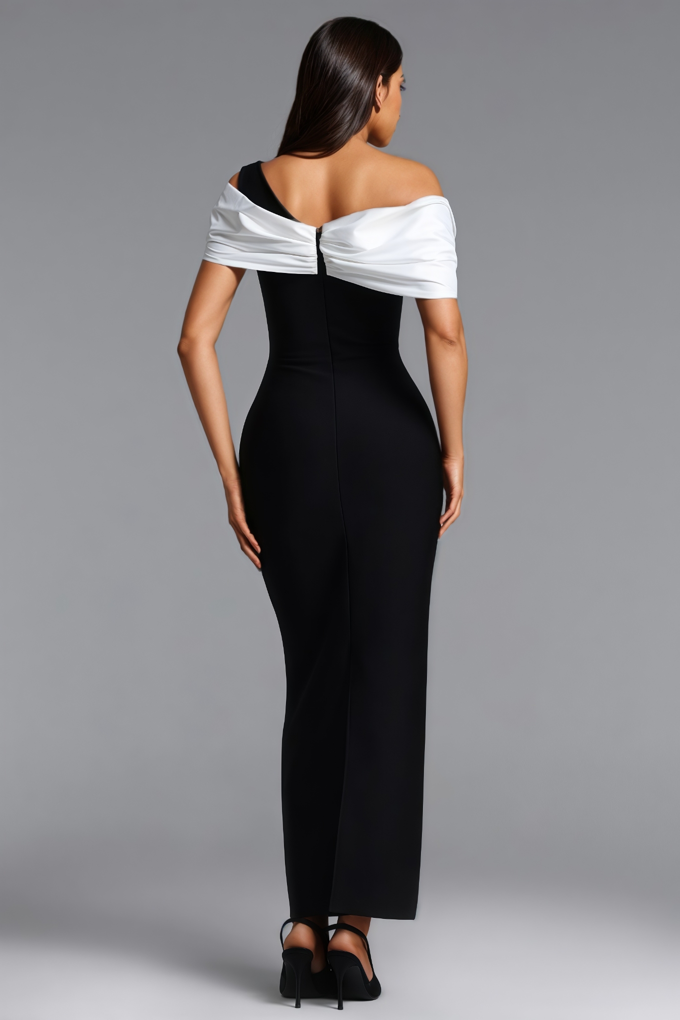 Raylre Black Rhinestone Bandage Maxi Dress