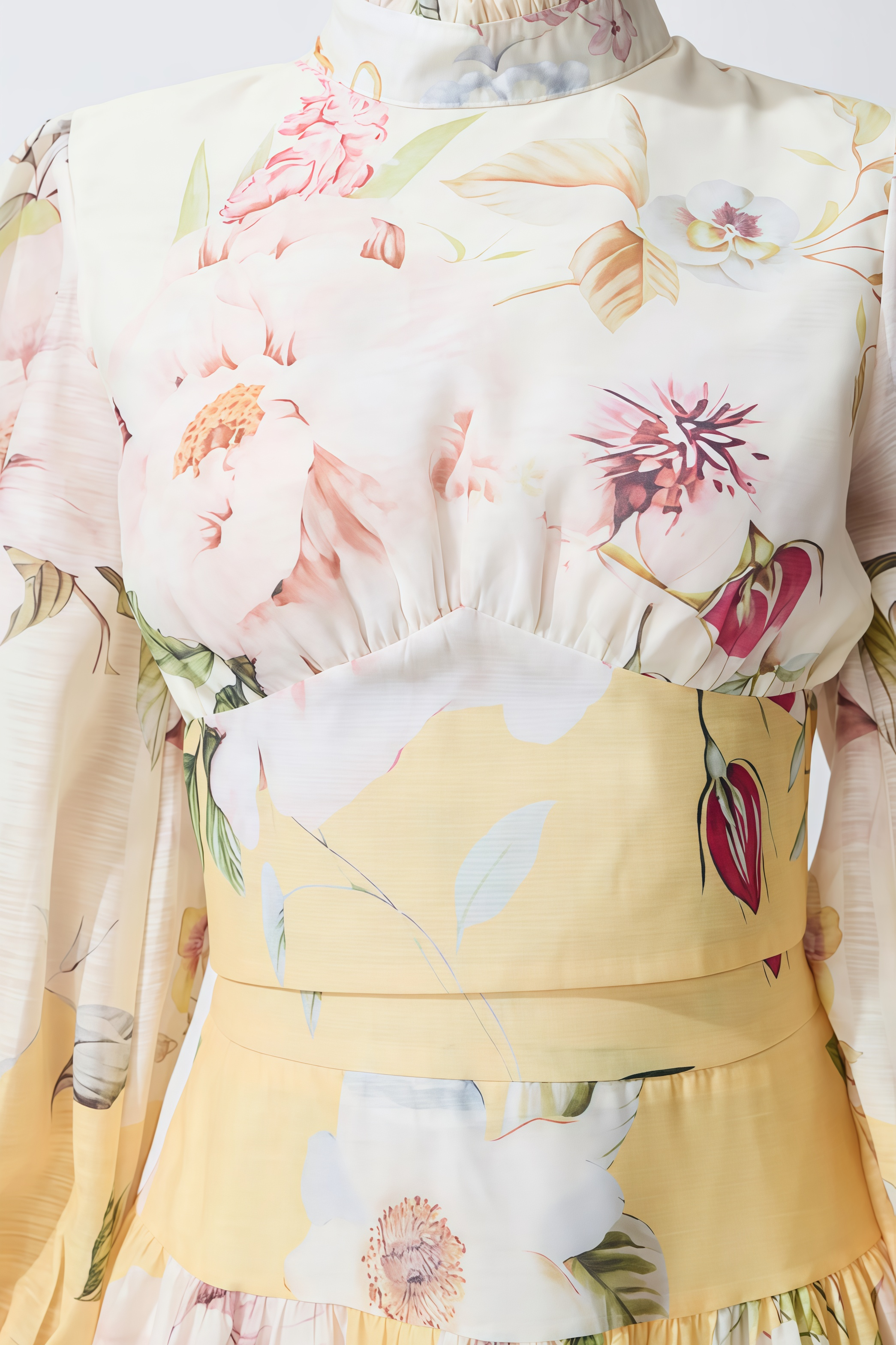 Jalyn Beige Floral Long Sleeve Maxi Dress Set