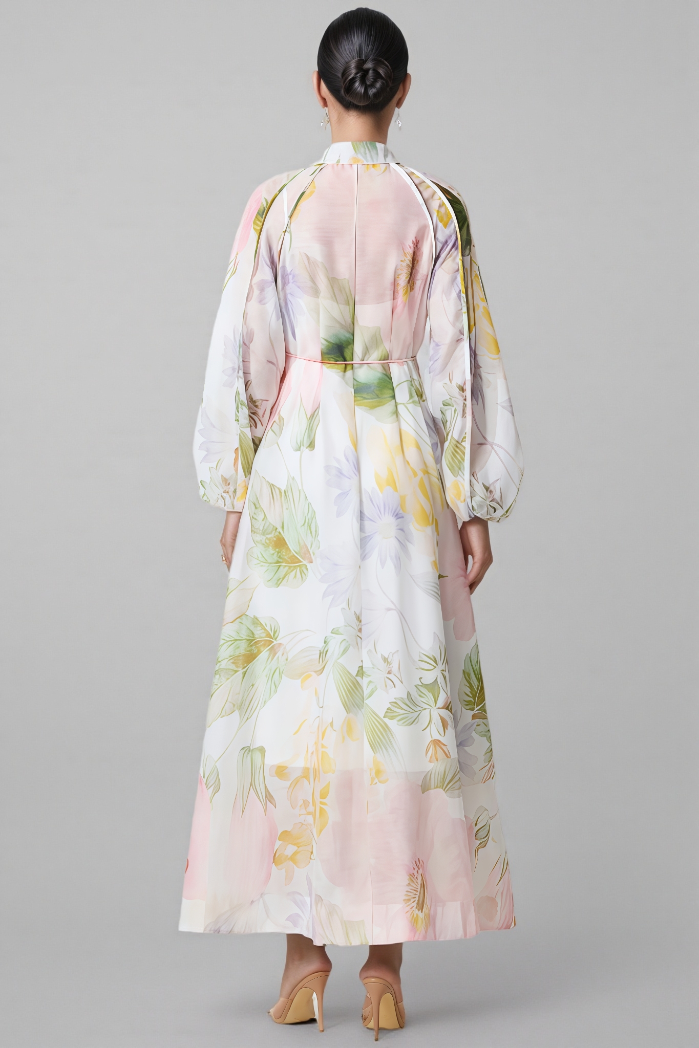 Solange Long Sleeve Floral Print Maxi Dress