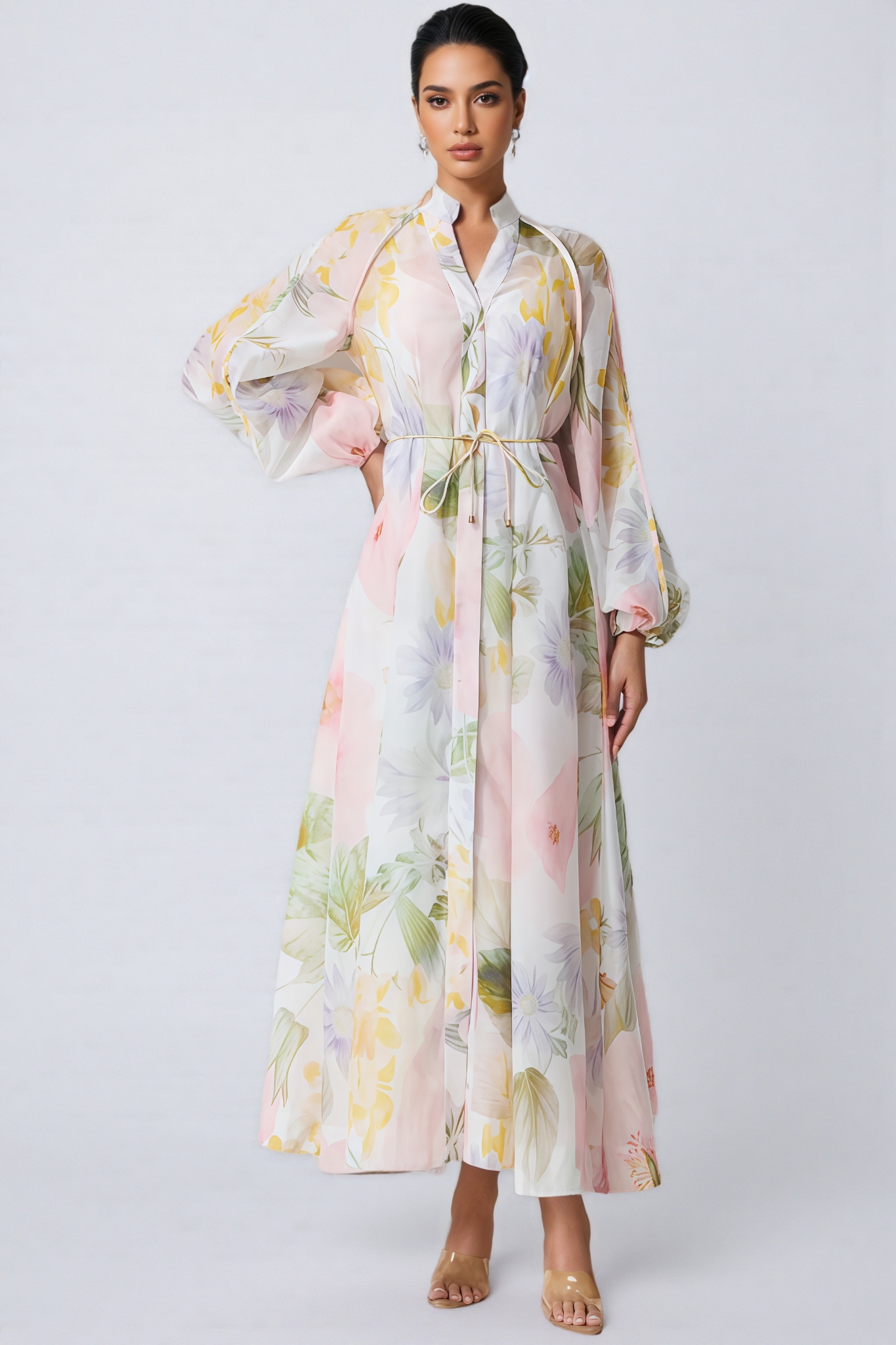 Solange Long Sleeve Floral Print Maxi Dress