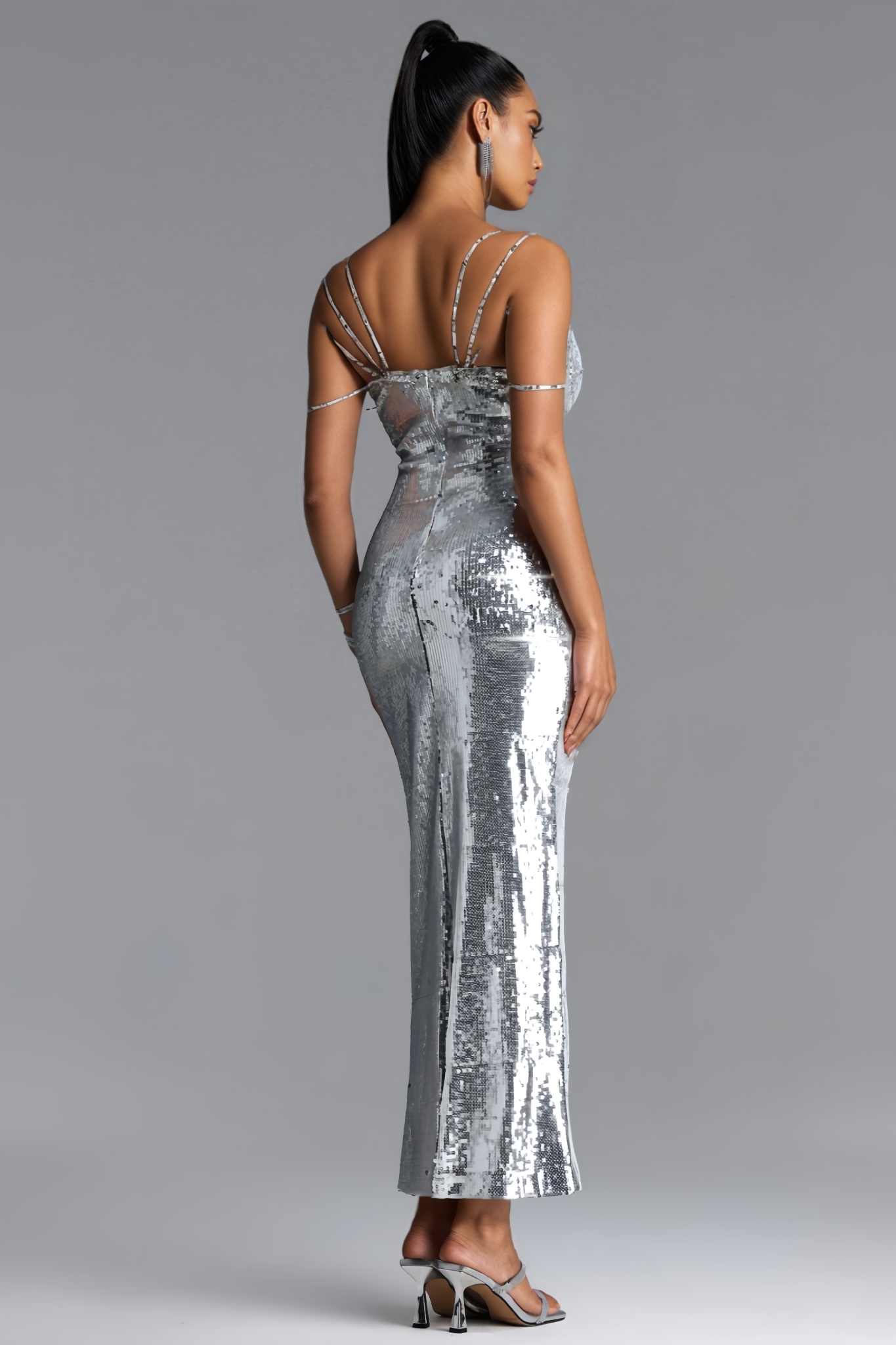 Honeh Silvery Sequin Maxi Dress