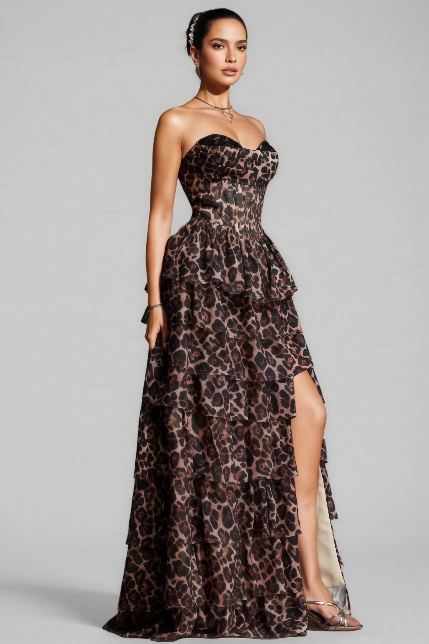 Zaride Strapless Pleated Maxi Dress