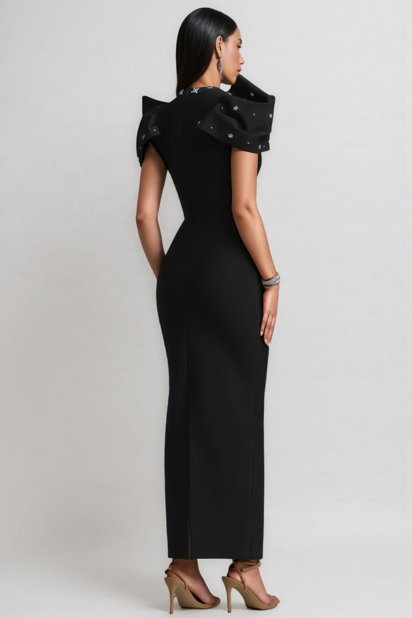 Corin Black Short Sleeve Bandage Maxi Dress