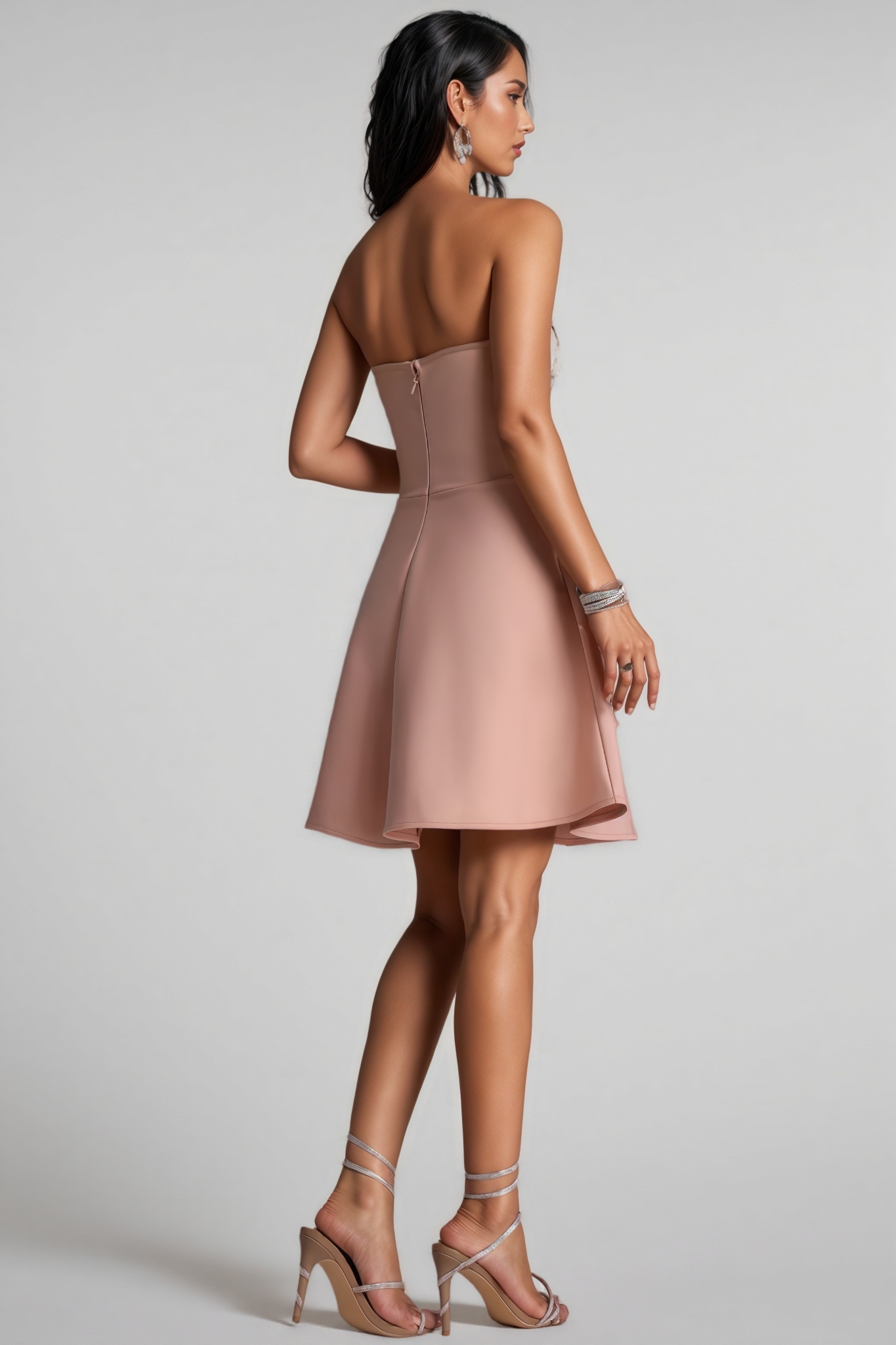 Zarot Strapless Rhinestone Embellished Bandage Mini Dress