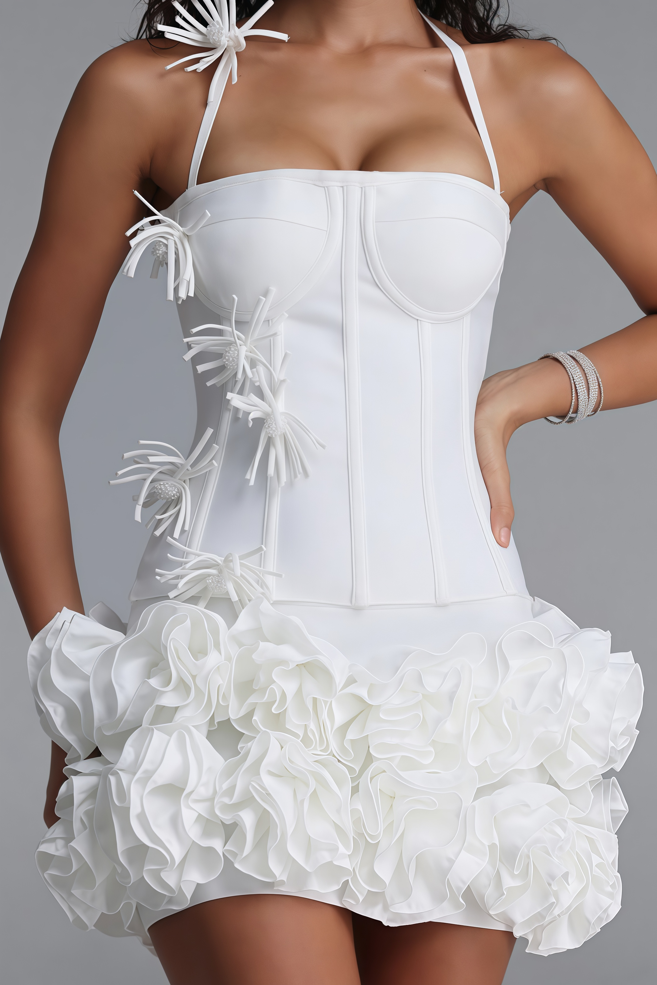 Bester White Halter Neck Bandage Mini Dress Set