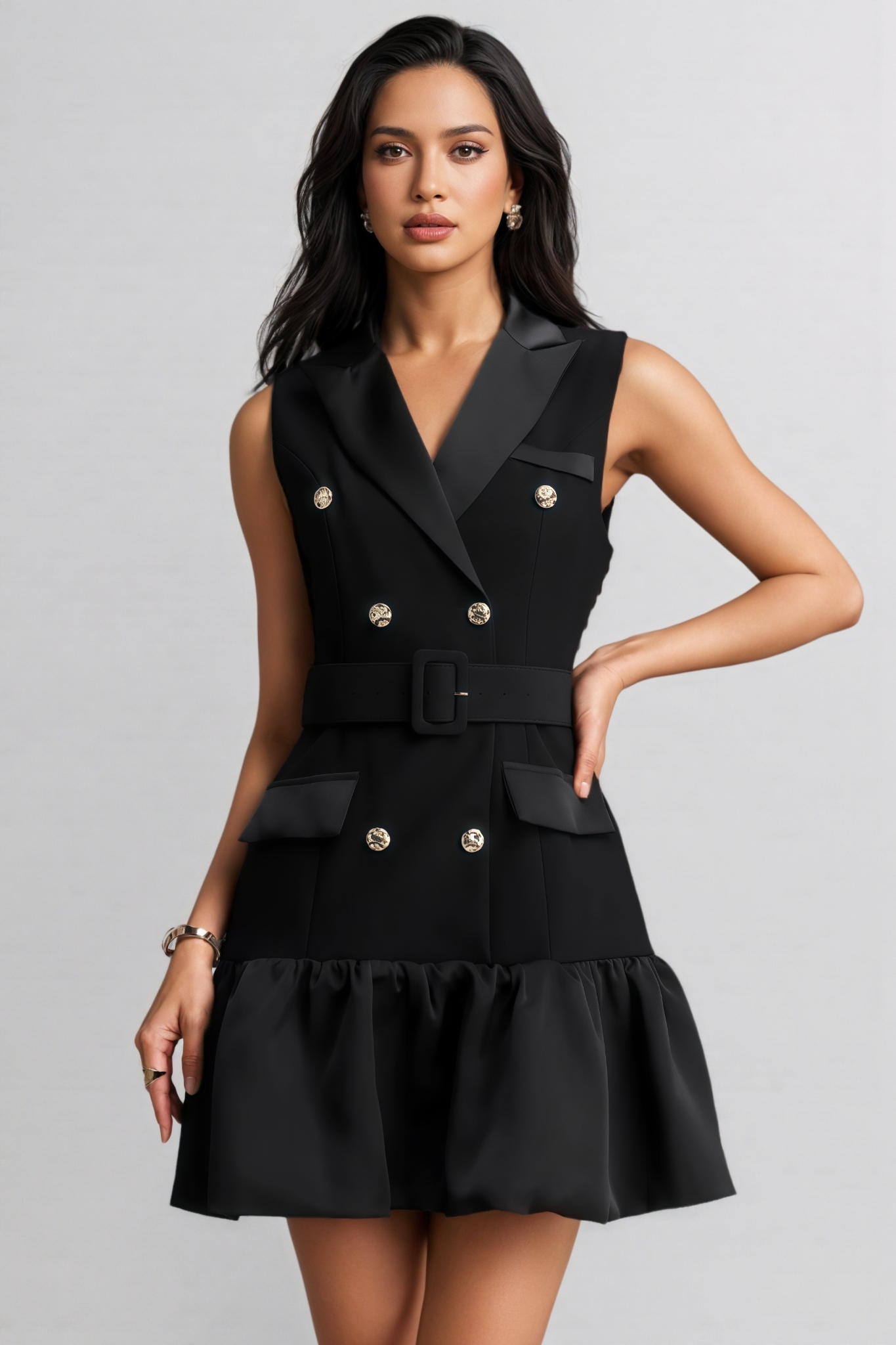 Dethin Black Sleeveless Mini Dress