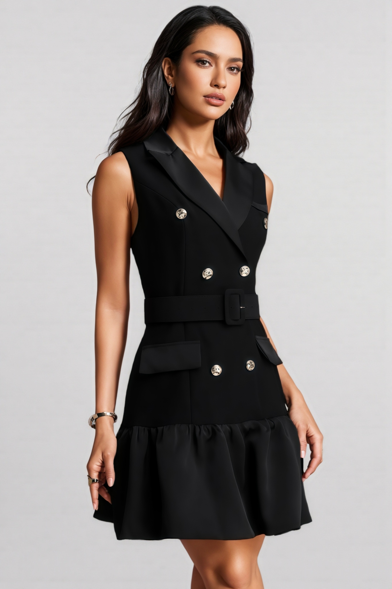Dethin Black Sleeveless Mini Dress