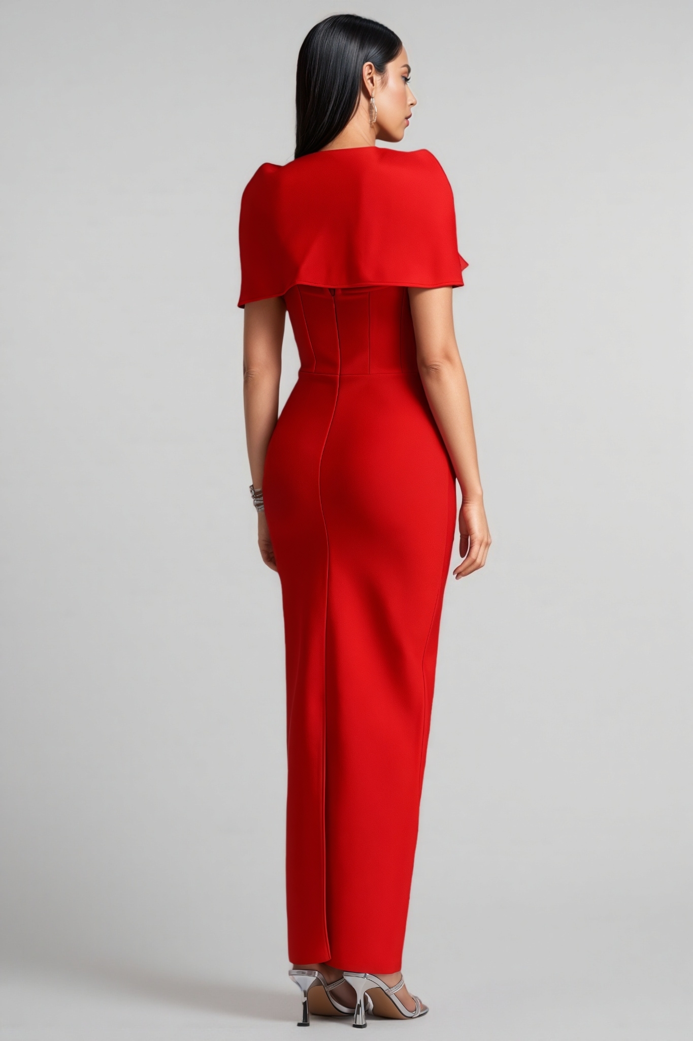 Slla Red Rhinestone Bandage Maxi Dress