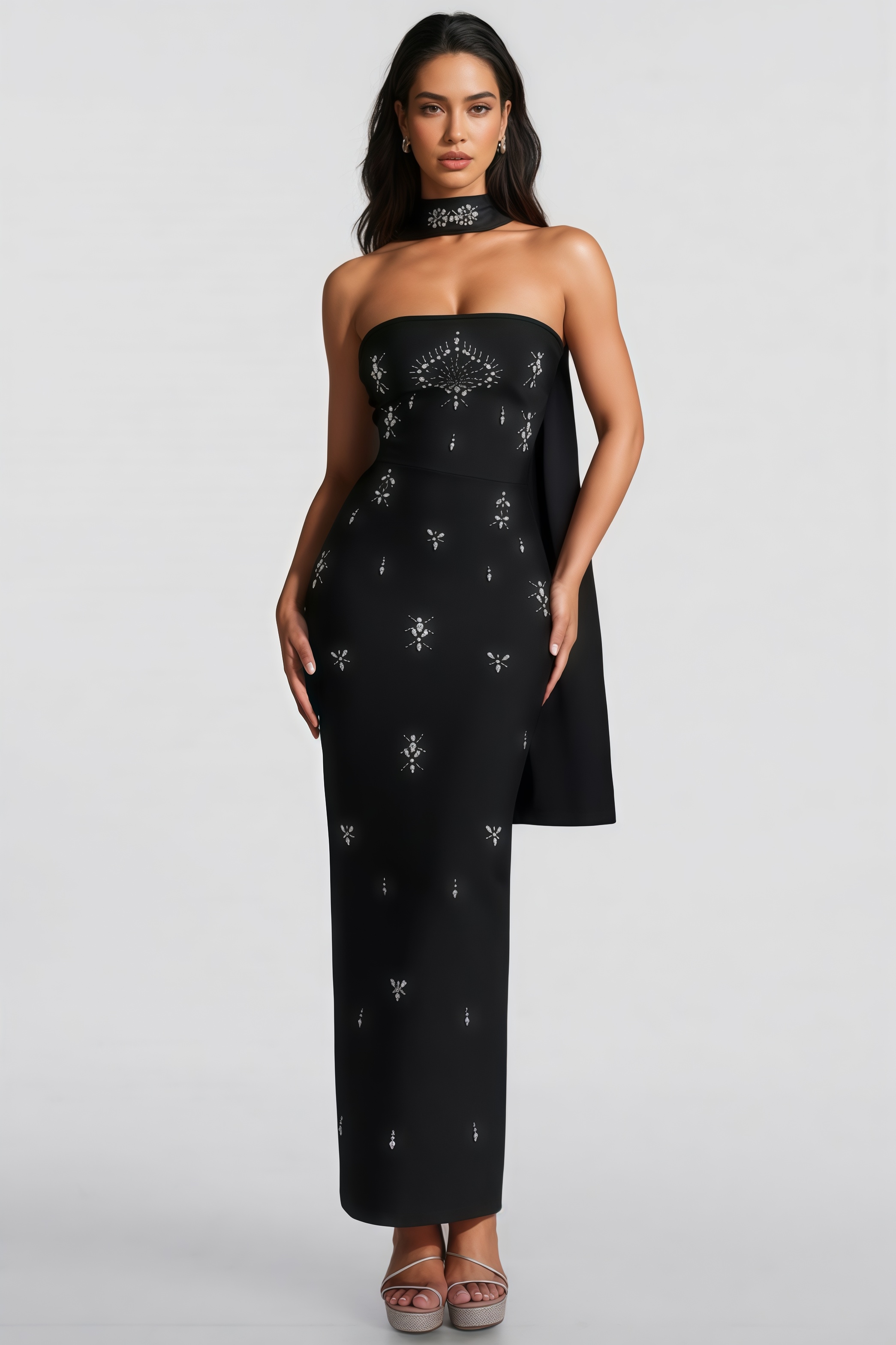 Gudson Black Strapless Bandage Maxi Dress