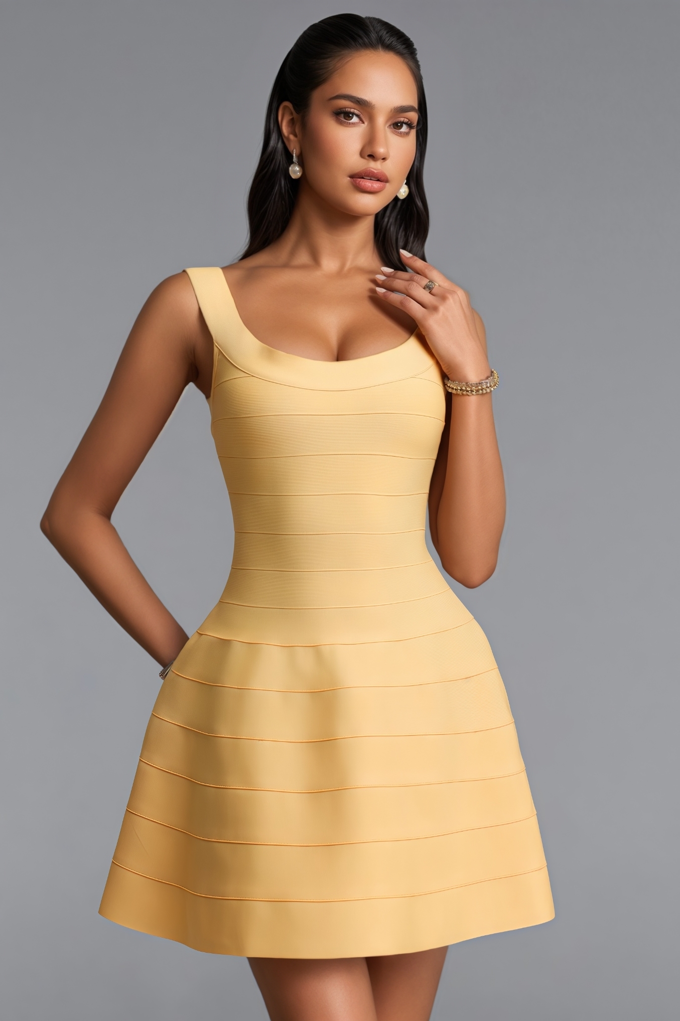 Crianna Yellow Bandage Mini Dress