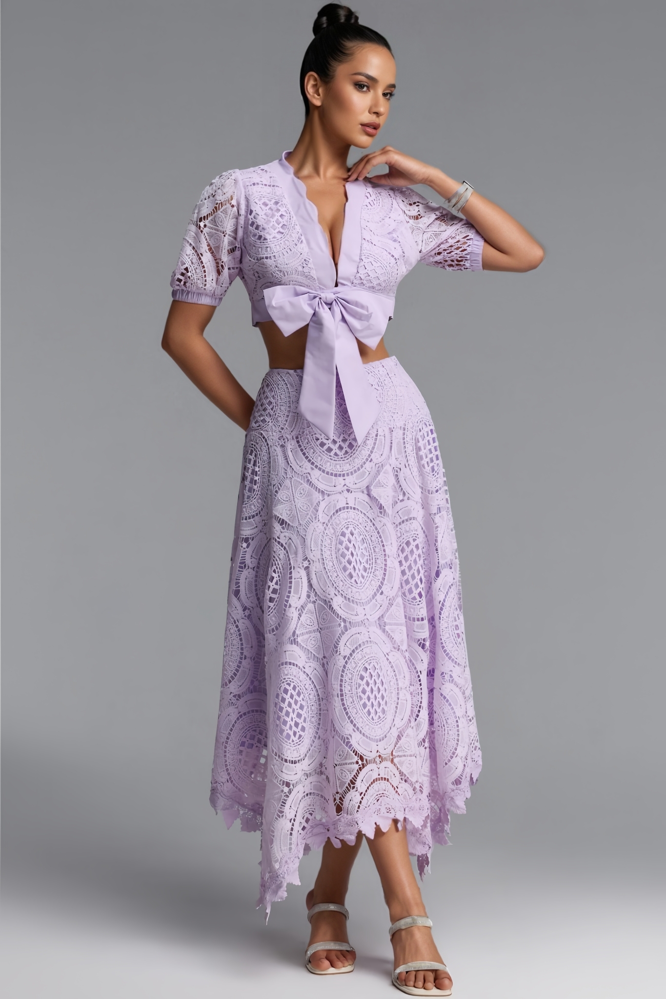 Murora Purple Lace Maxi Dress Set